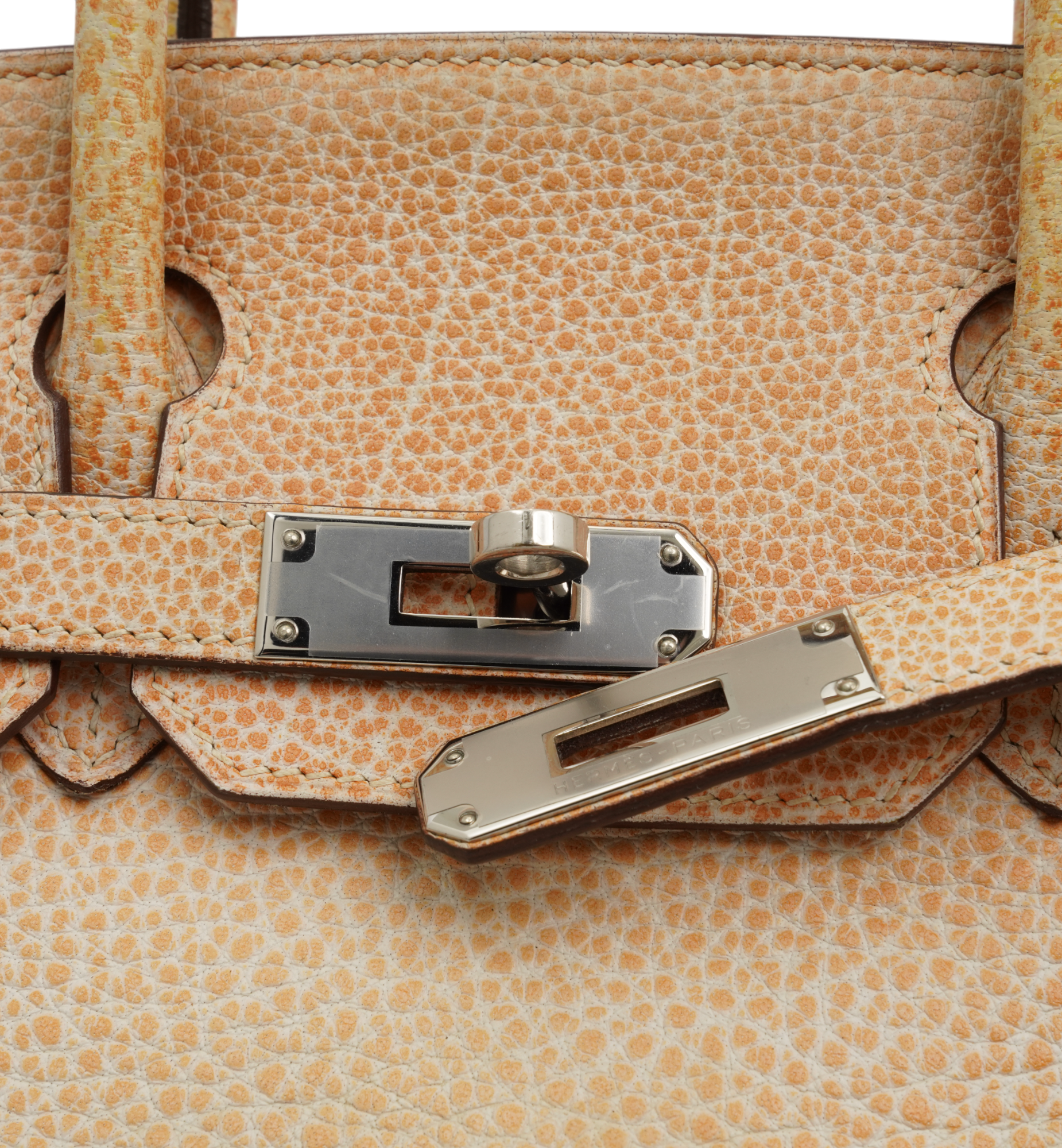Hermès Birkin 30 Orange Dalmatian Buffalo Palladium Hardware