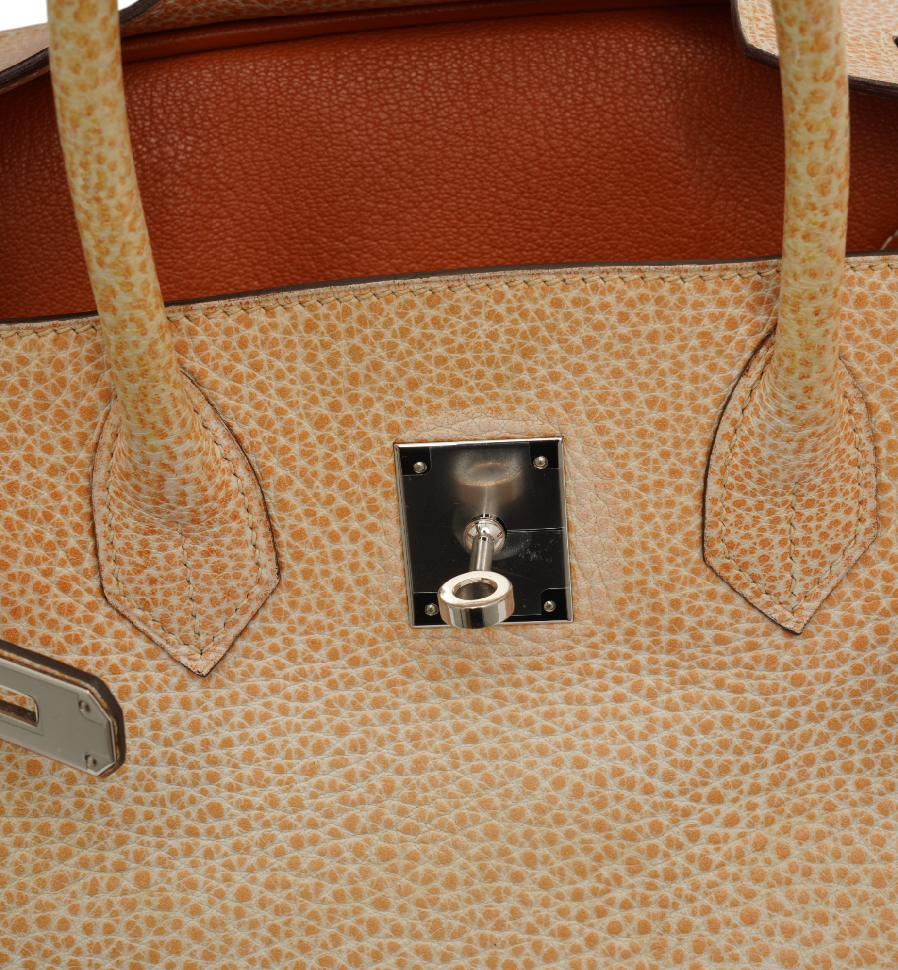 Hermès Birkin 30 Orange Dalmatian Buffalo Palladium Hardware