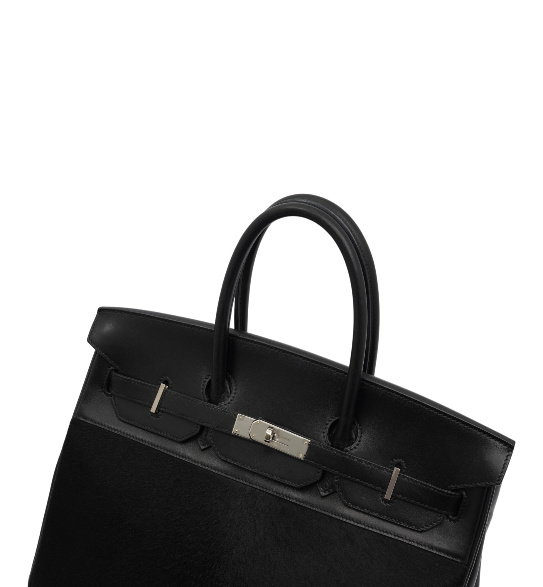 HERMÈS Special Edition Birkin Troika 35 Handbag in Black Evercalf Leather and Veau Troika leather with PHW