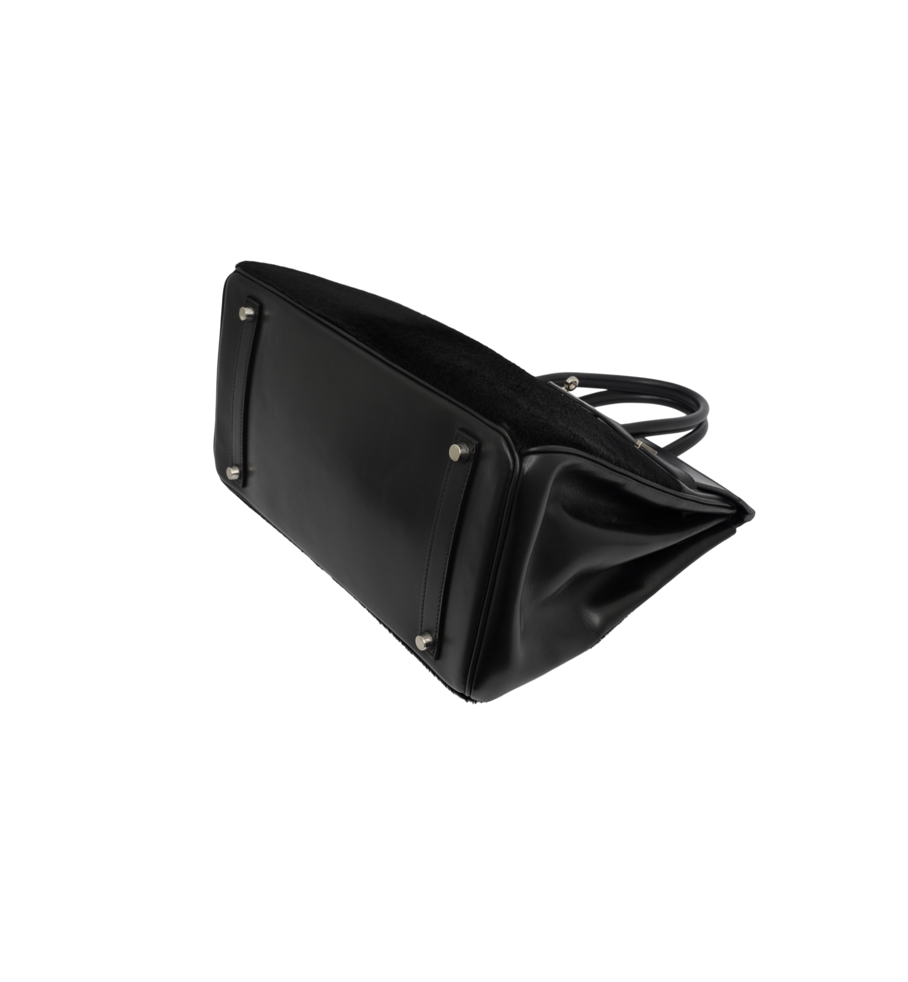 HERMÈS Special Edition Birkin Troika 35 Handbag in Black Evercalf Leather and Veau Troika leather with PHW