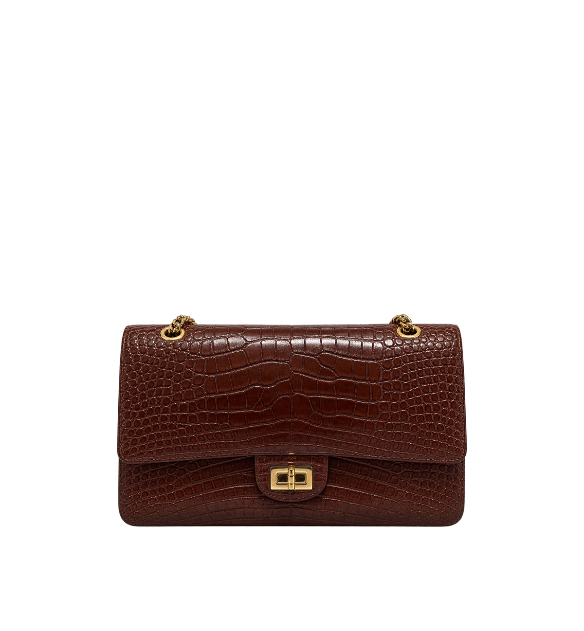 Chanel 2.55 Reissue Flap Bag Brown Crocodile GHW
