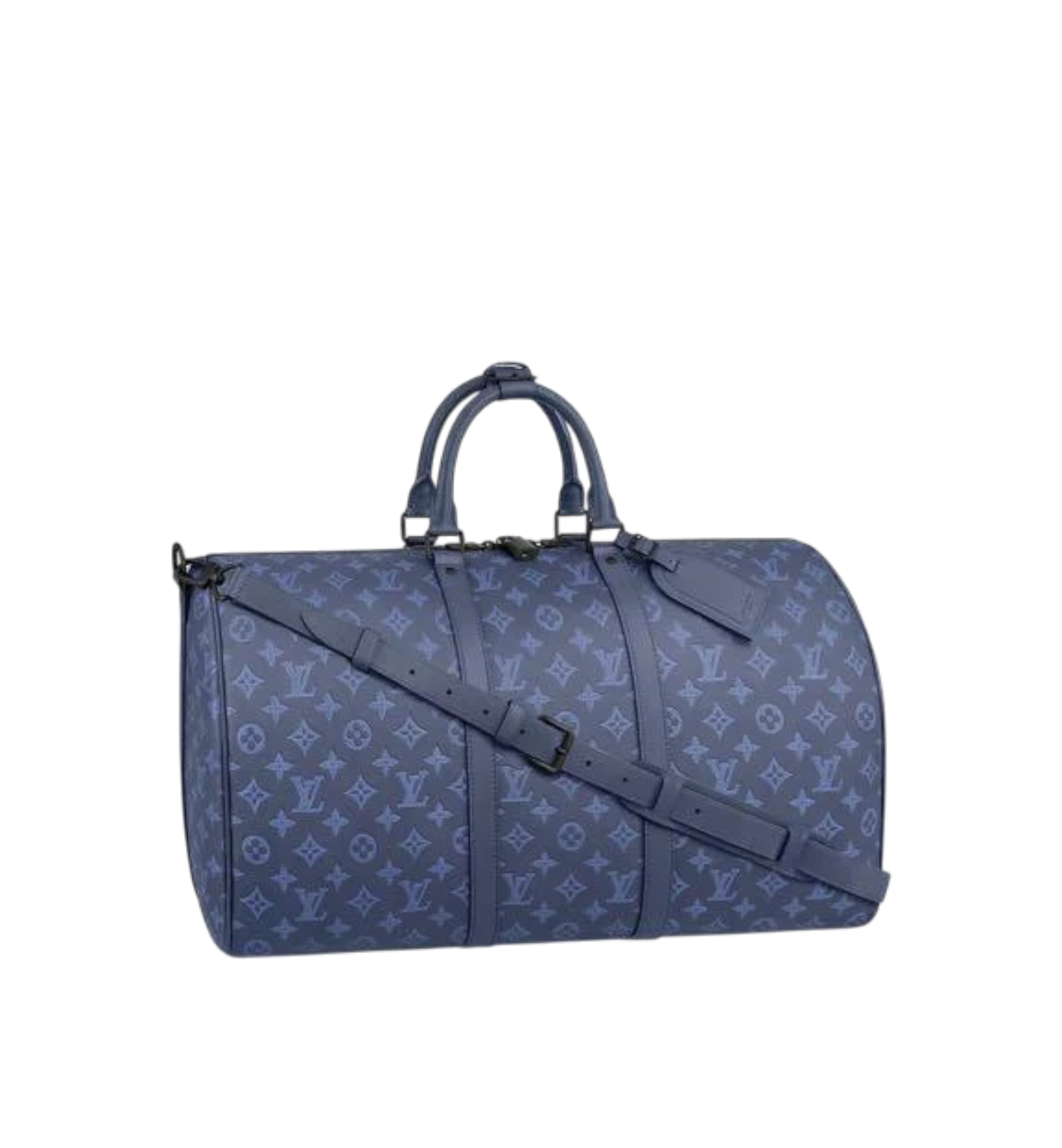 Louis Vuitton Calfskin Monogram Shadow Keepall Bandouliere 50 Navy