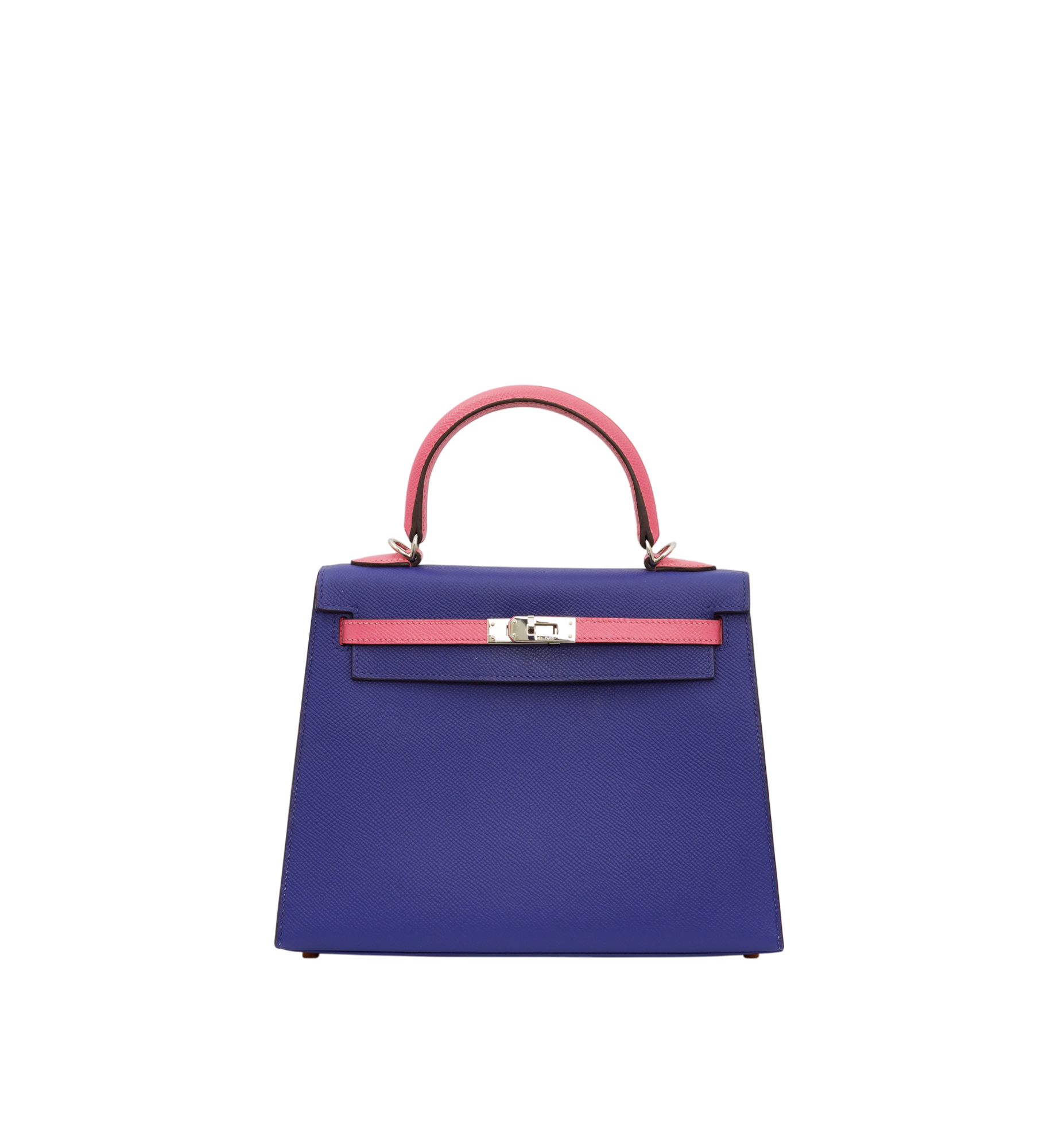 Hermès Kelly 25 Bleu Électrique Rose Azalée Epsom PHW