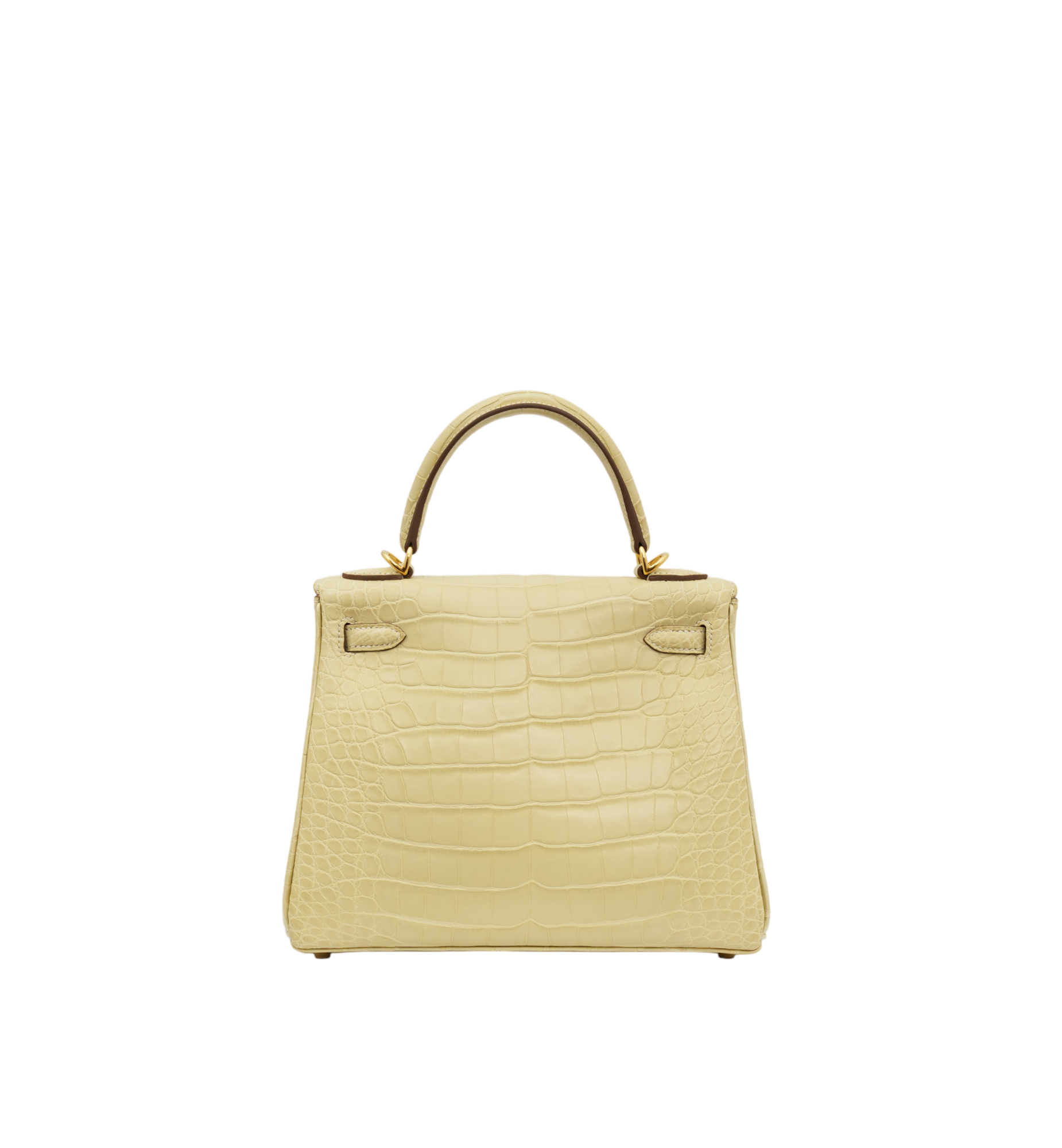 Hermès Kelly 25 Retourne Vanille (Y1) Matte Alligator Gold Hardware