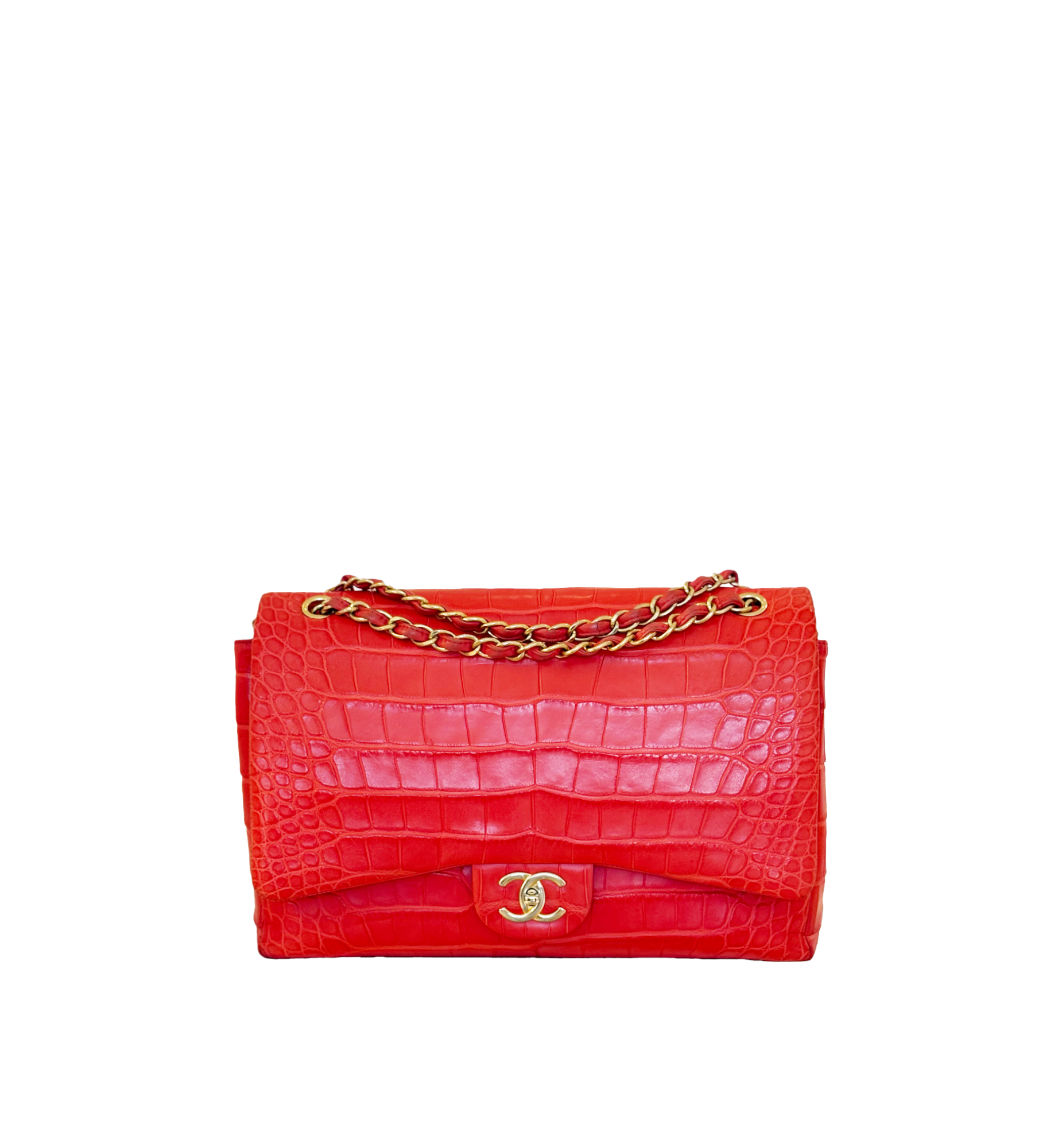 Chanel Alligator Jumbo Double Flap Red