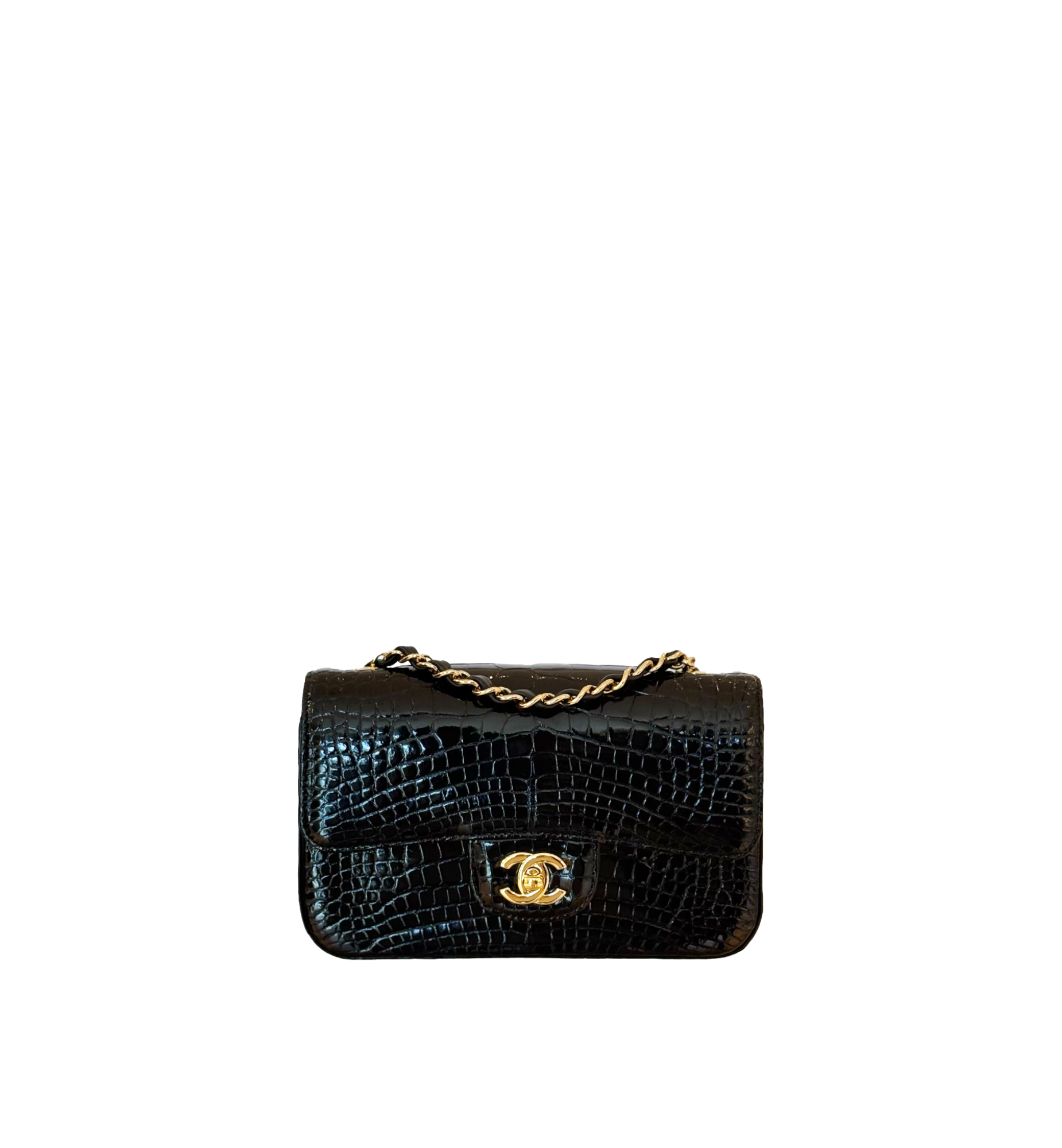 Chanel Black Matte Alligator Big Mini Flap Bag GHW