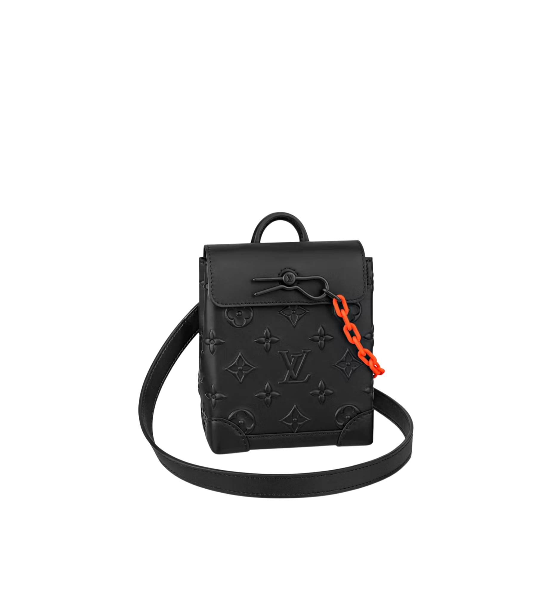 LV Steamer XS Monogram Seal Black Bag with Orange Chain | Louis