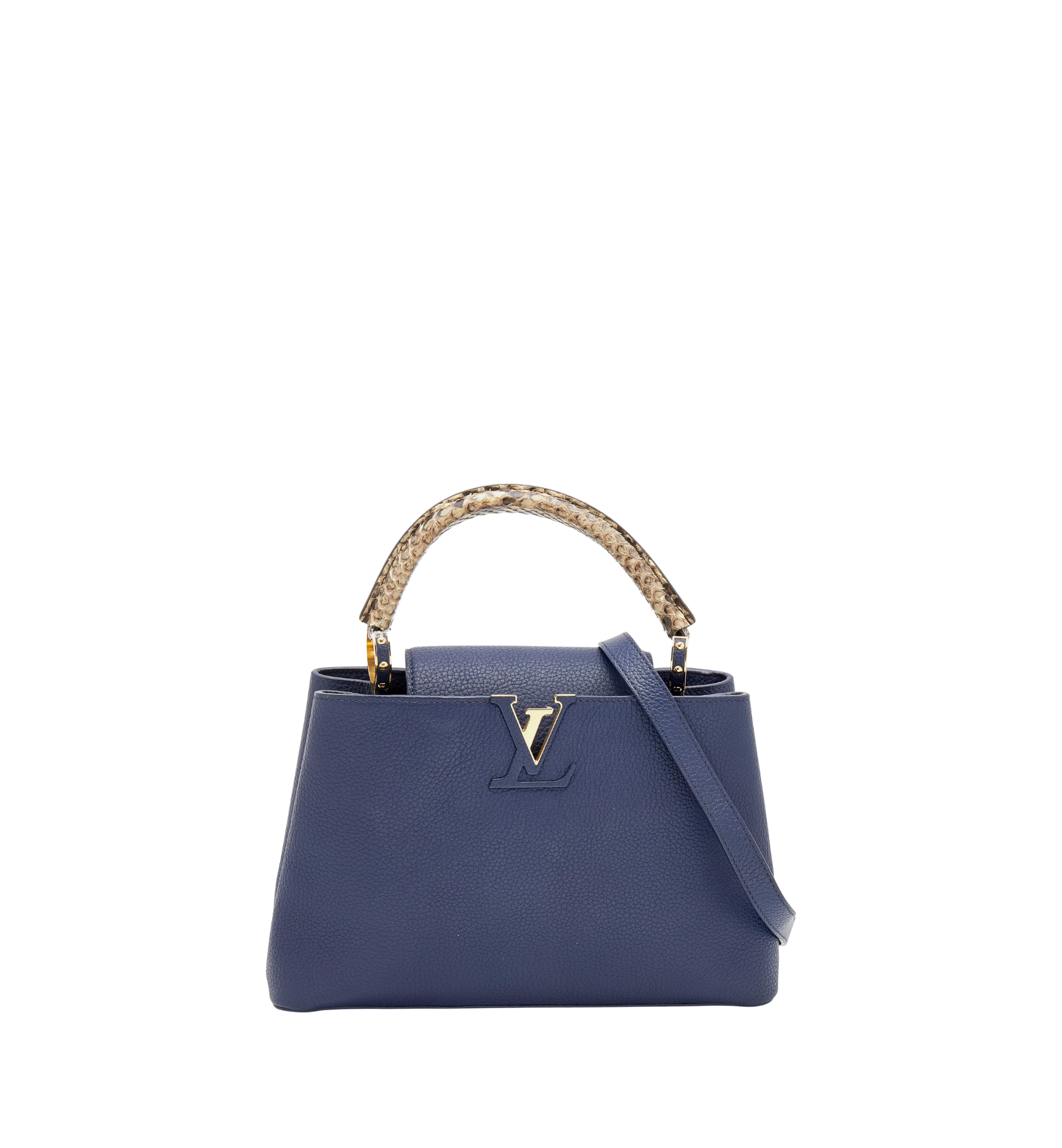 Louis Vuitton Blue Taurillon Leather and Python Capucines MM Bag