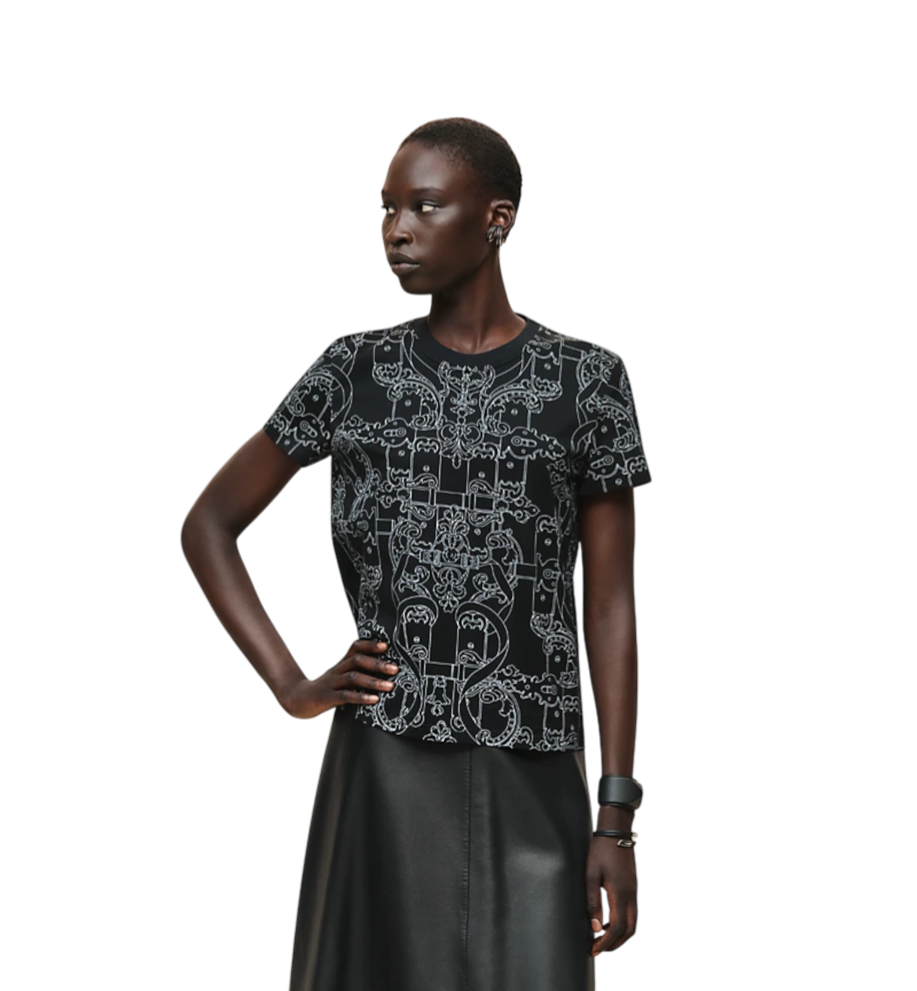 Hermès Droit Imprimé Ferronnerie Remix T-Shirt 02 Noir