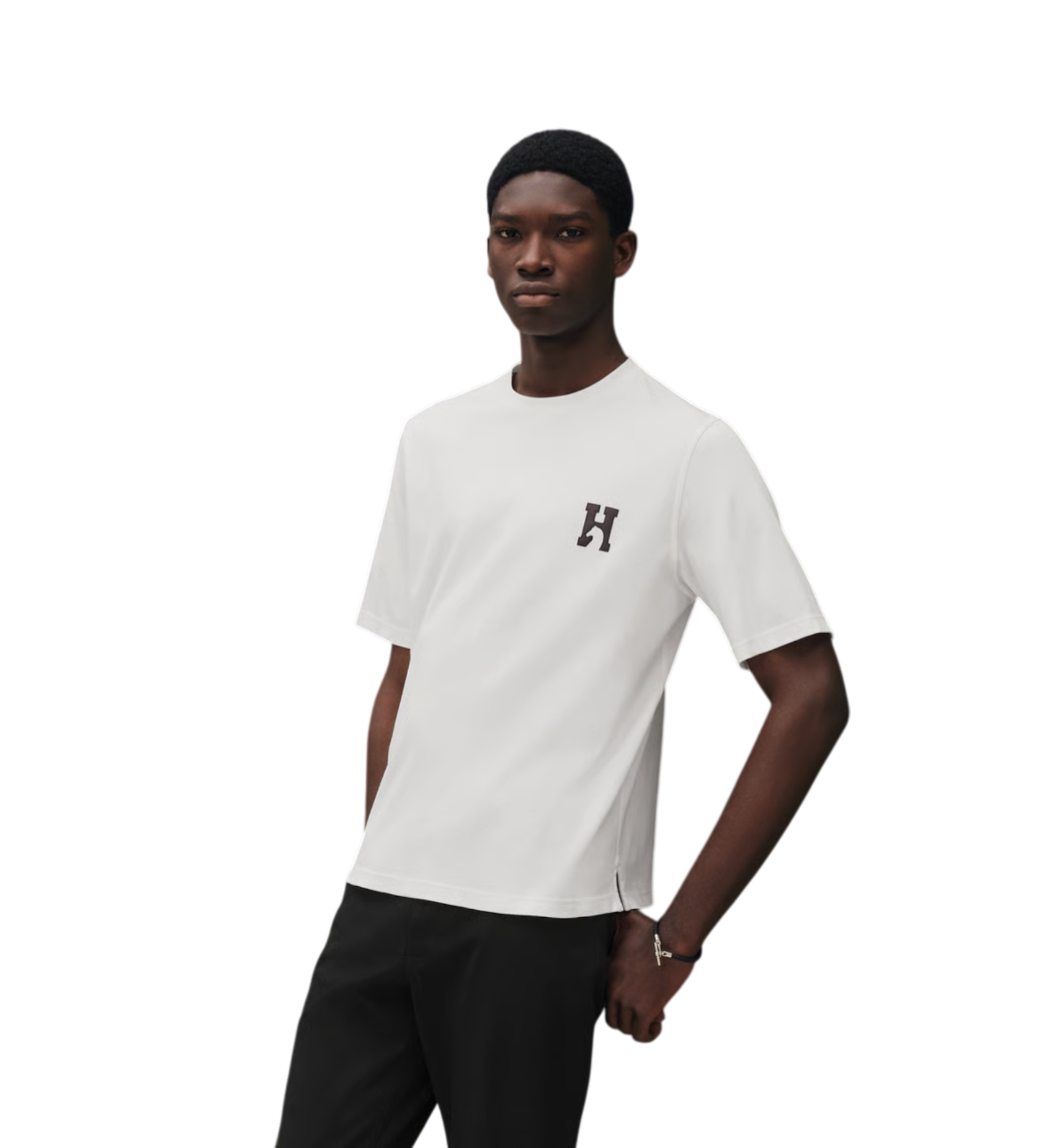 Hermès H-Cheval T-shirt with Leather Detail Blanc