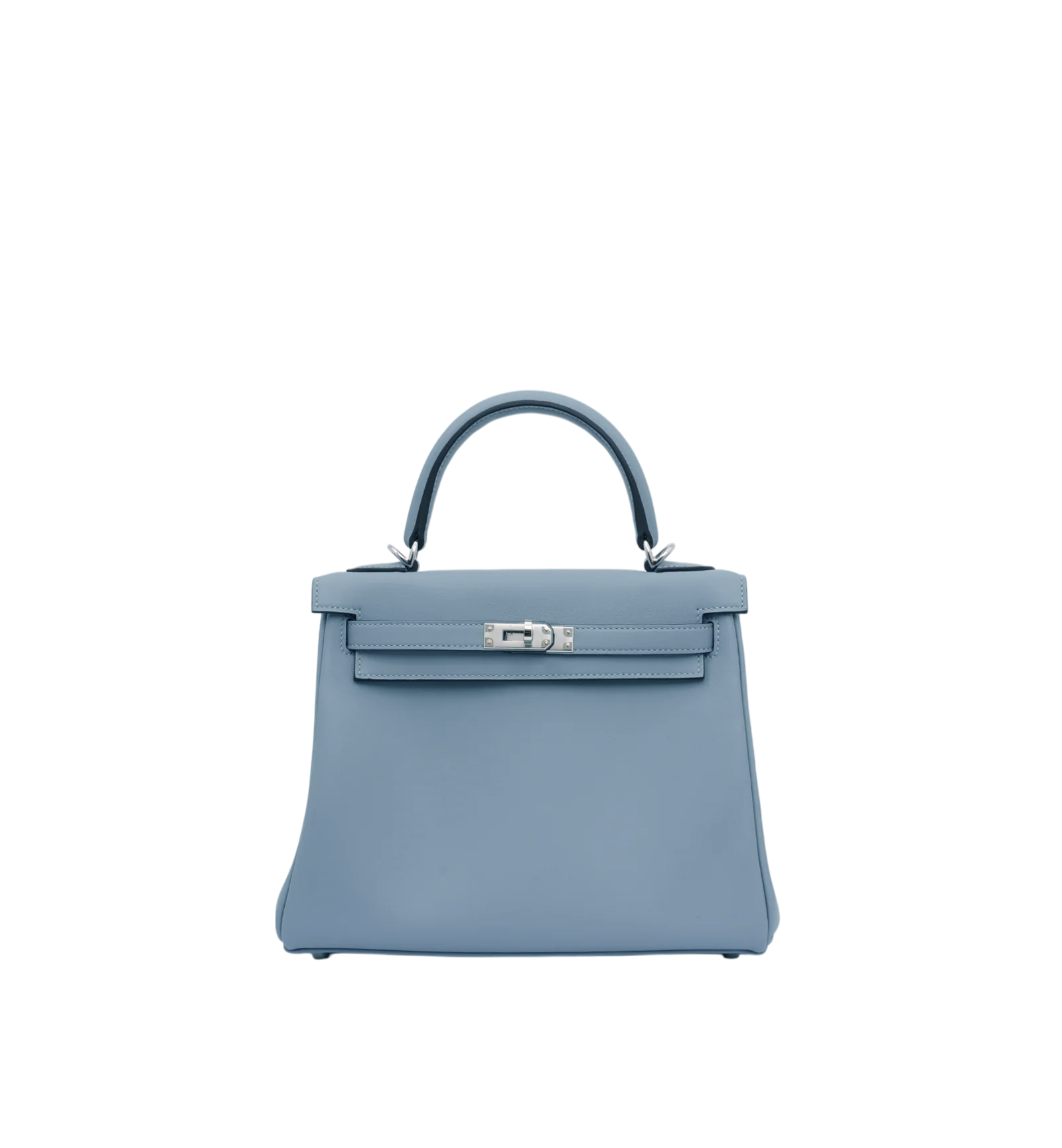 Hermès Kelly 25 Bleu Lin Swift Leather Palladium Hardware Bag