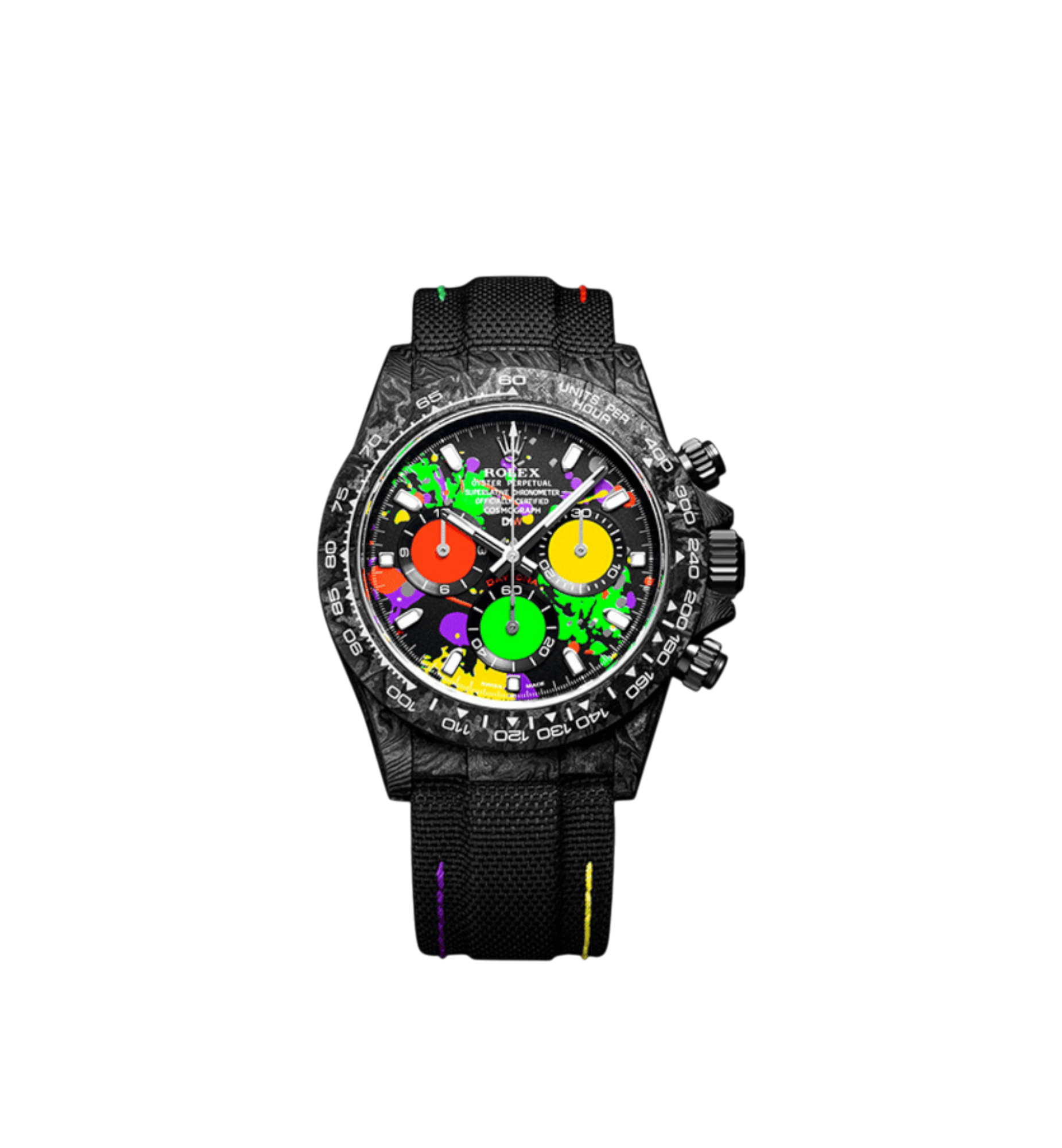 Rolex DIW Daytona Carbon Motley Multicolor Edition Swiss Eta