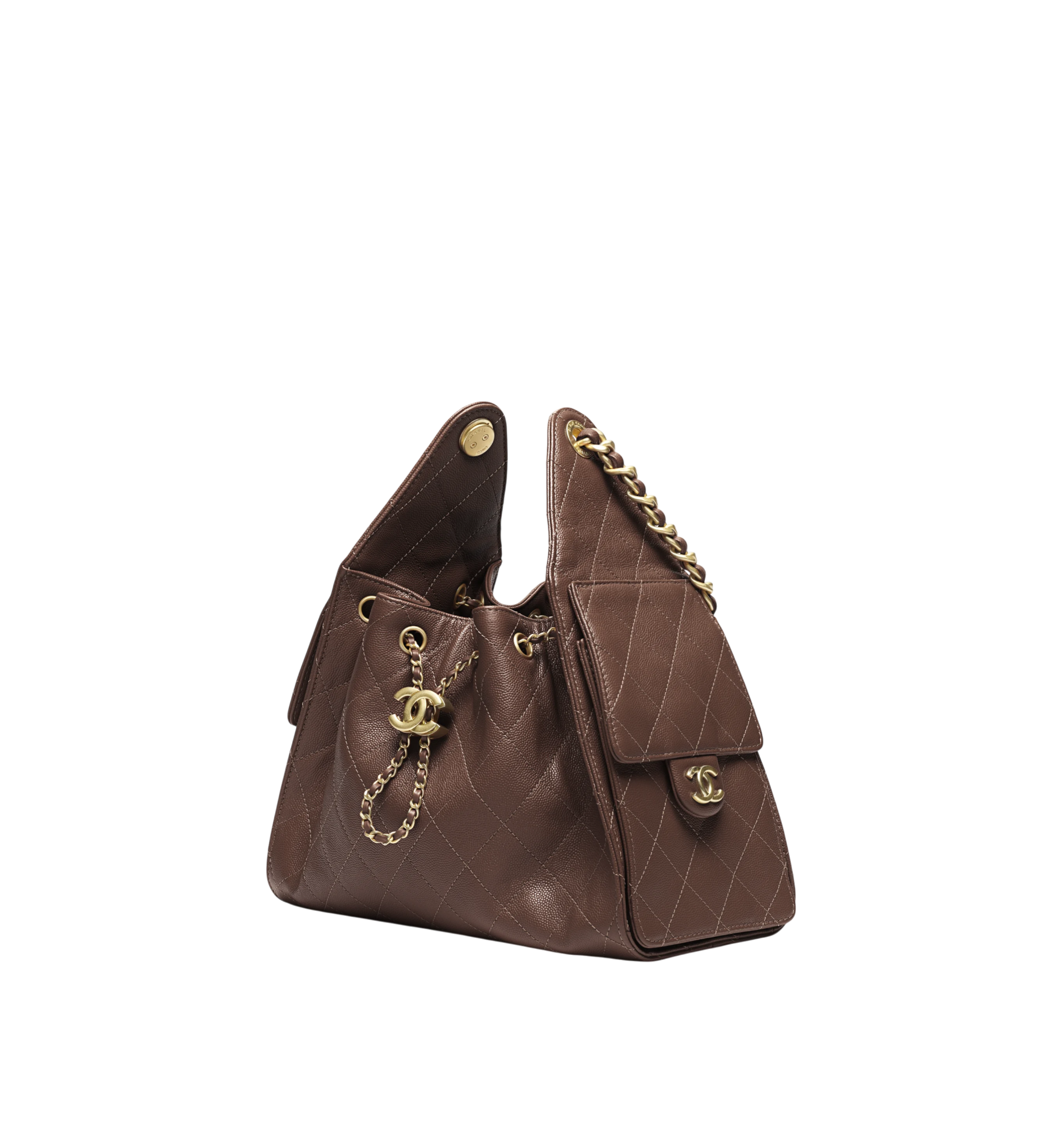 Chanel 25 Small Handbag Grained Calfskin & Gold-Tone Metal Brown