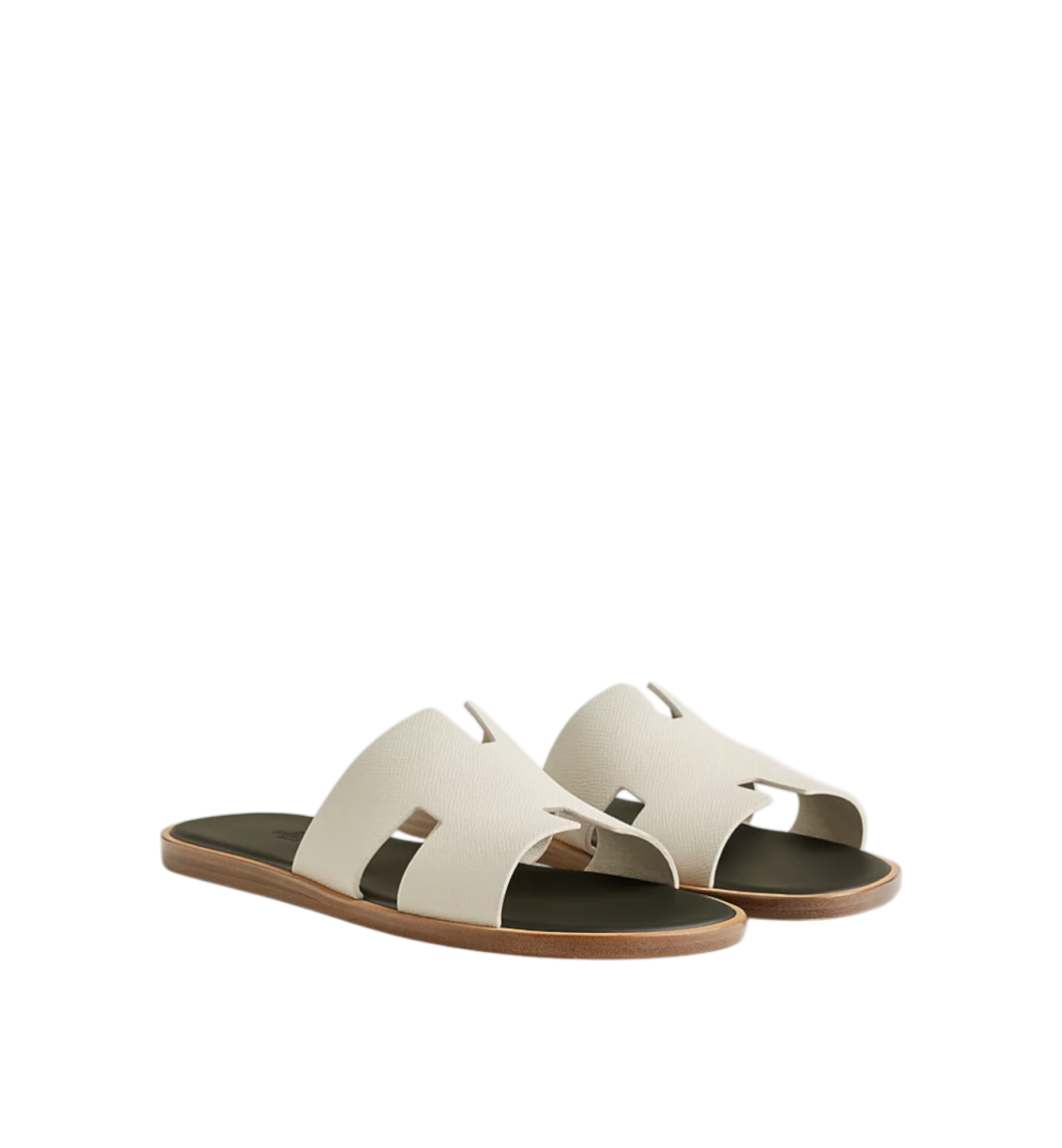 Hermès Izmir Sandal Beige Glaise | Vert Forêt