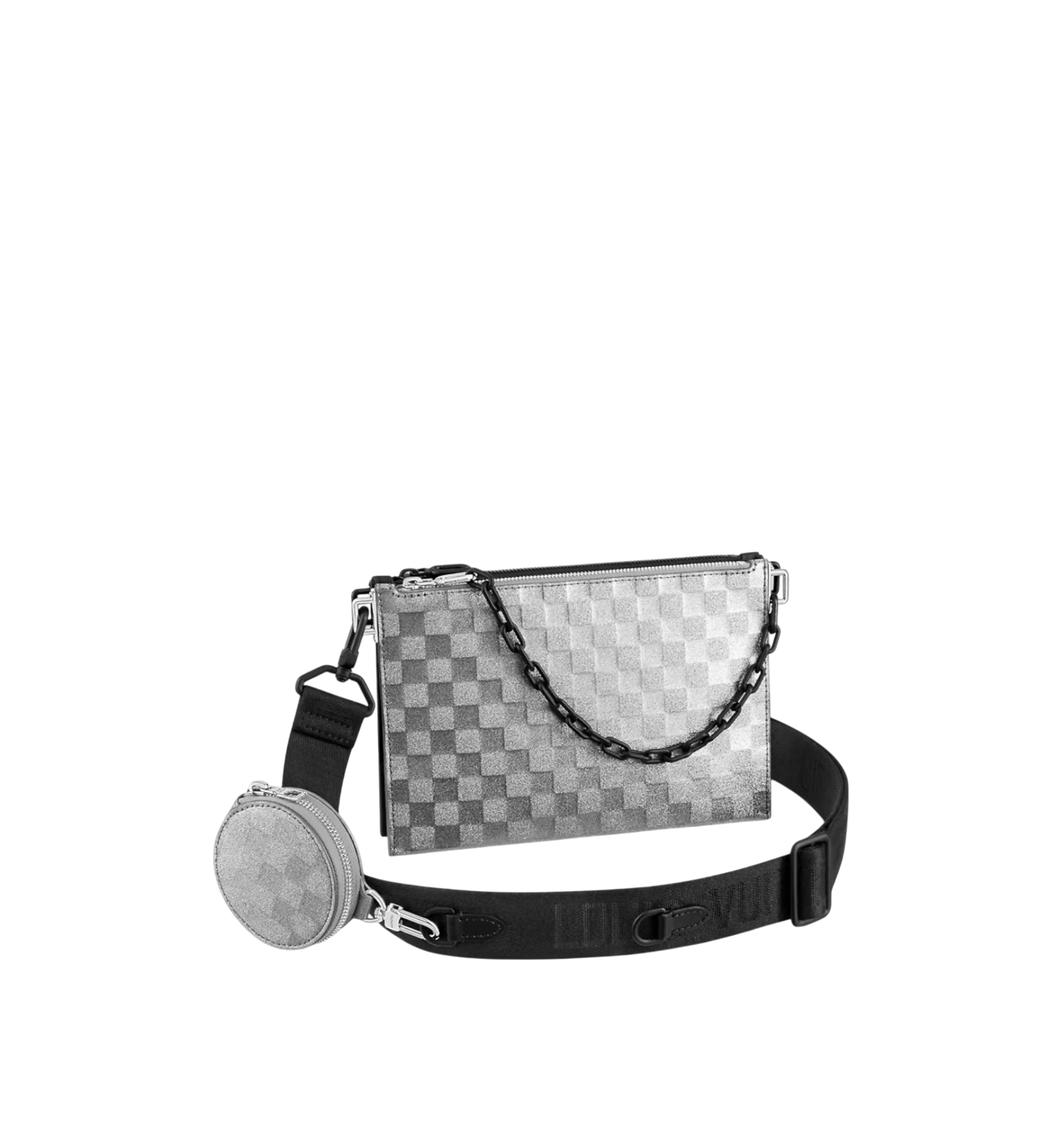 Louis Vuitton Trio pochette Taurillon MNG Black Damier Glitter