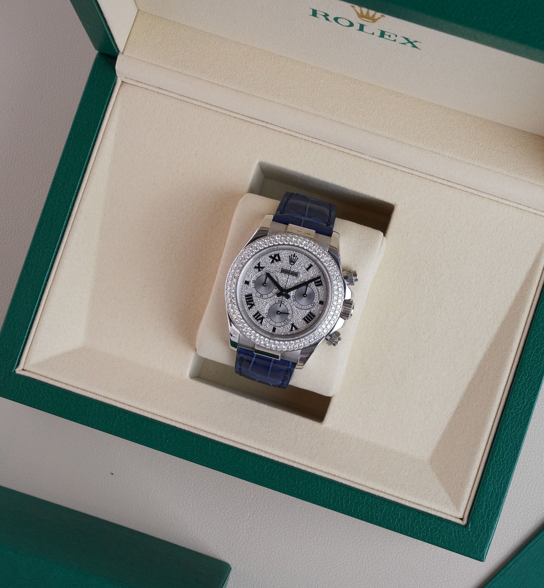 Rolex Daytona Cosmograph 40 Ref. 116589RBR | 18k White Gold Watch Factory Diamond