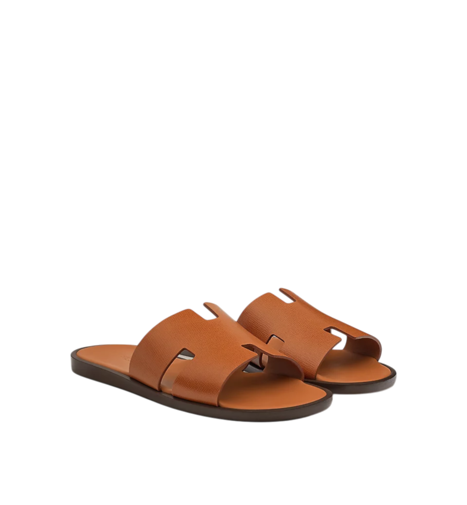 Hermès Izmir Marron Glaise Boarded Goatskin Sandals