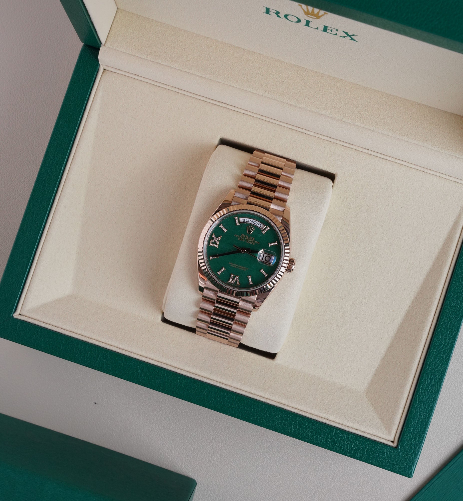 Rolex Day-Date 36 Ref. 128235 | Green Aventurine Diamond