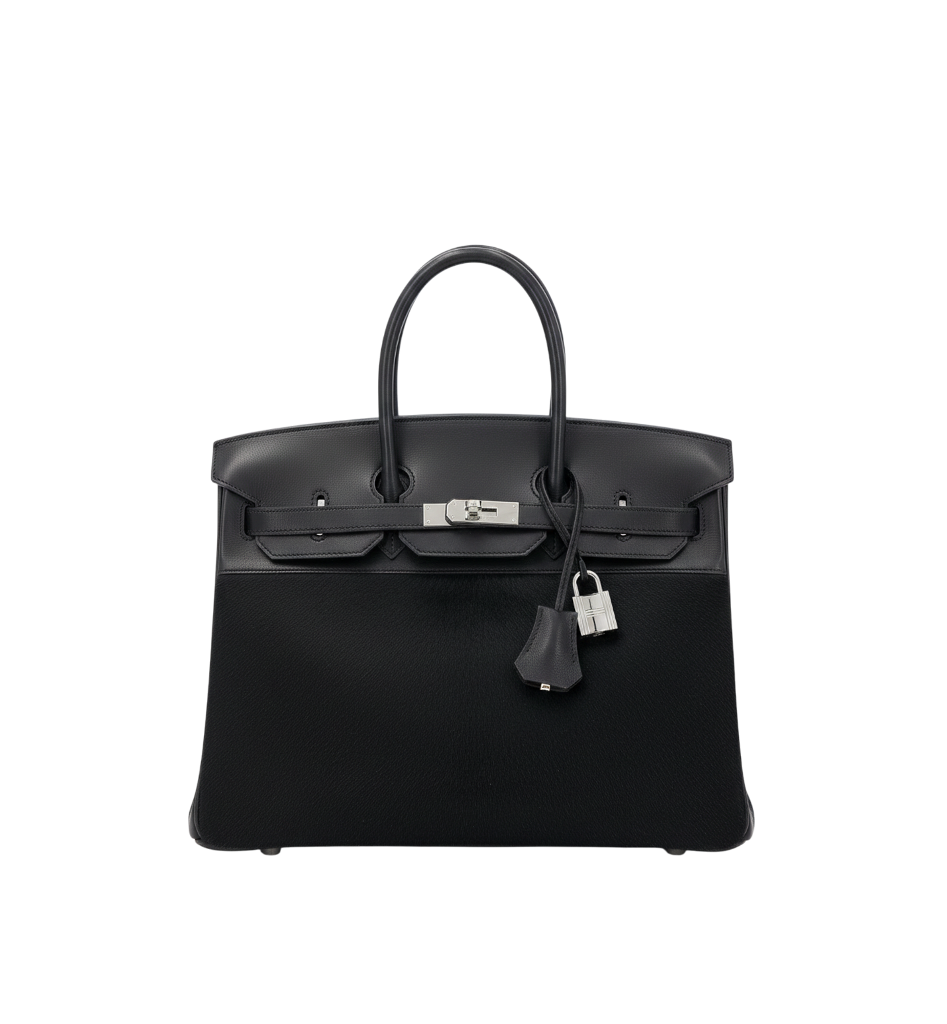 HERMÈS Special Edition Birkin Troika 35 Handbag in Black Evercalf Leather and Veau Troika leather with PHW