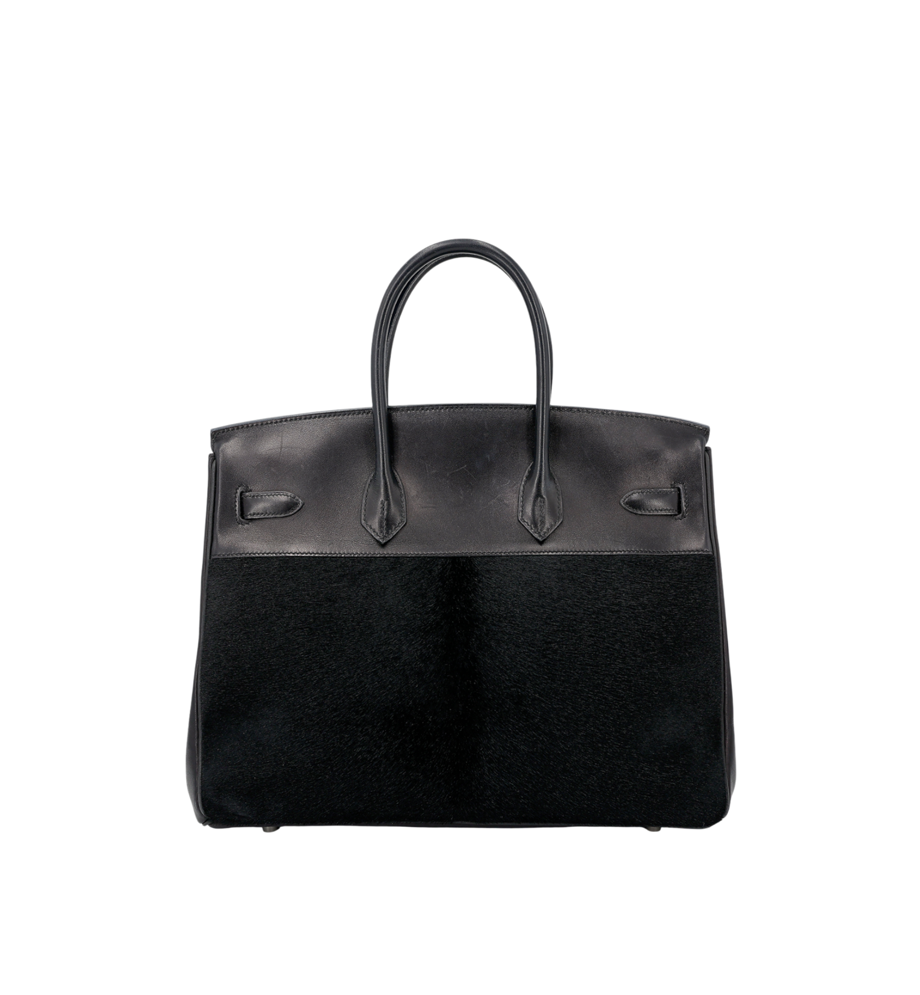HERMÈS Special Edition Birkin Troika 35 Handbag in Black Evercalf Leather and Veau Troika leather with PHW