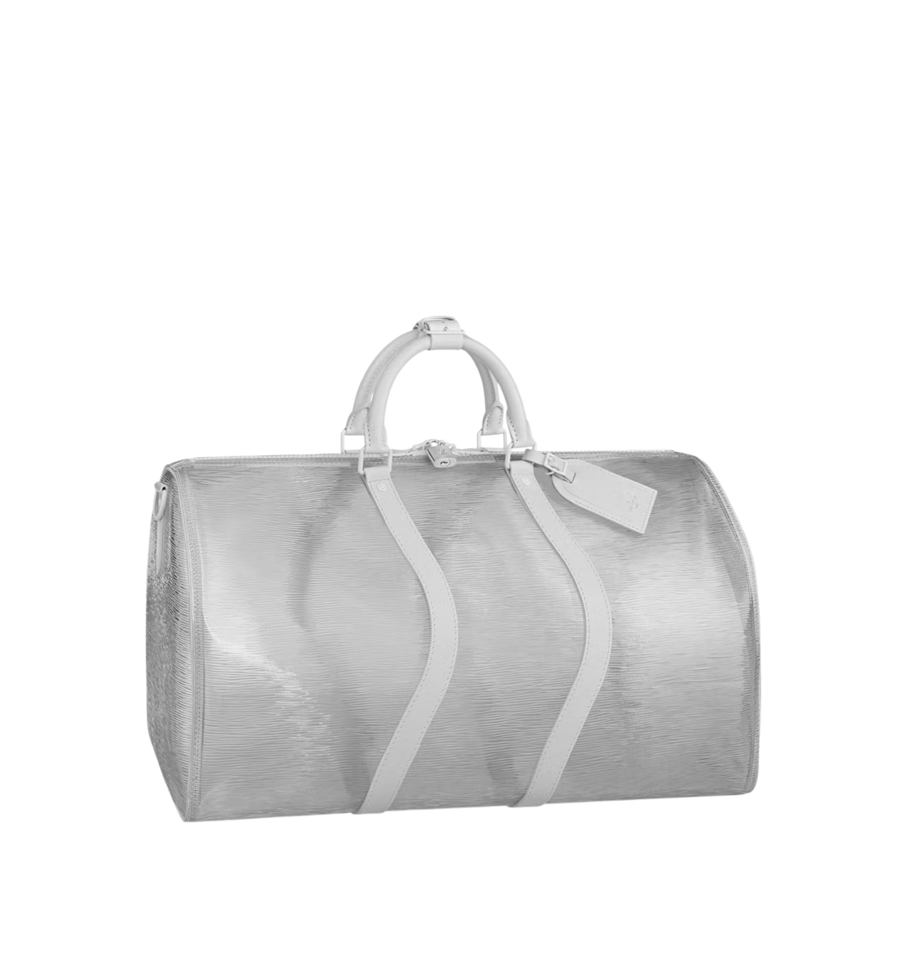 Virgil Abloh White Epi Leather Keepall Bandoulière Wavy 50 White Hardware, 2020