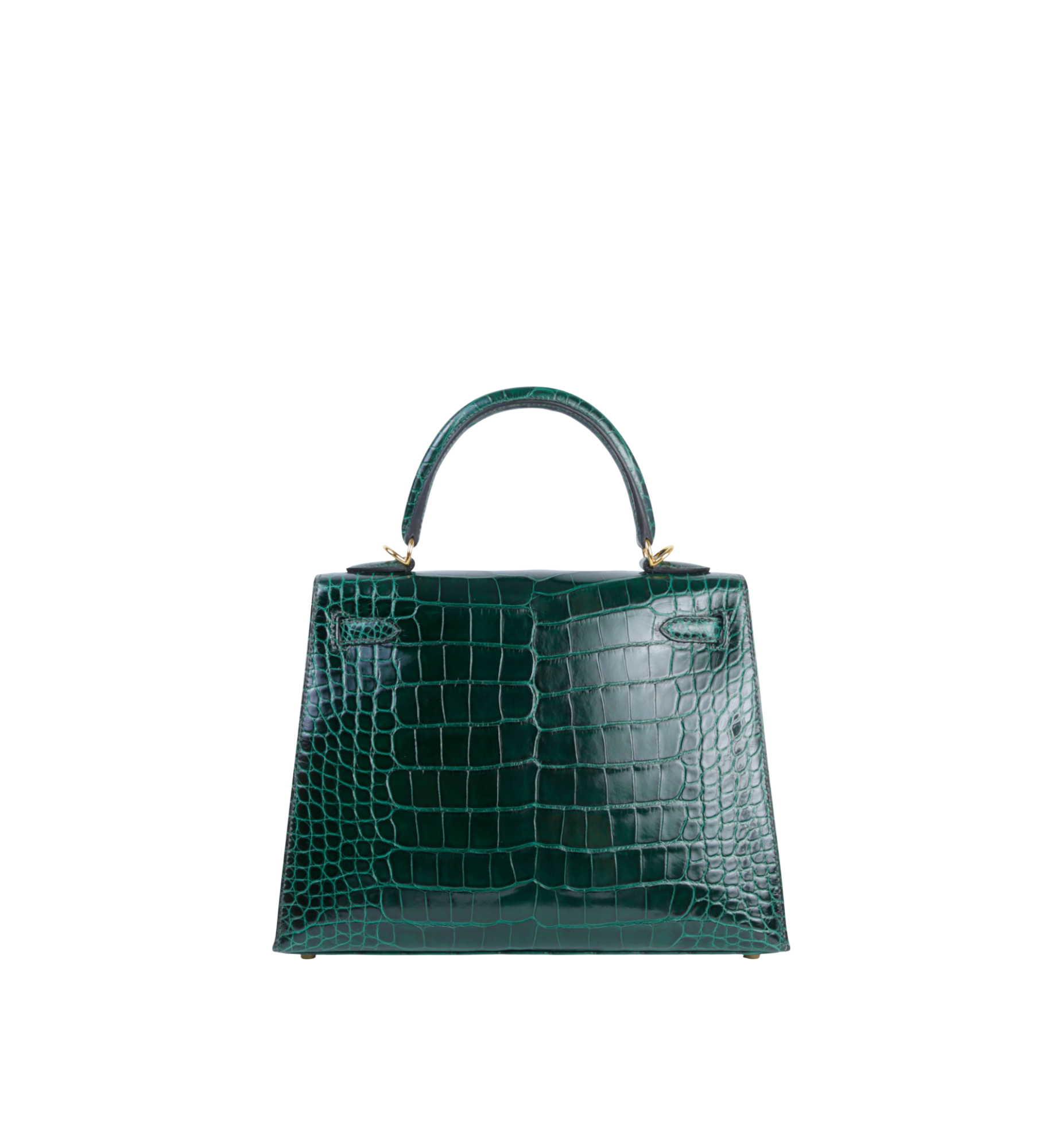 HERMÈS Kelly 25 Sellier Vert Fonce (67) Shiny Alligator Gold hardware