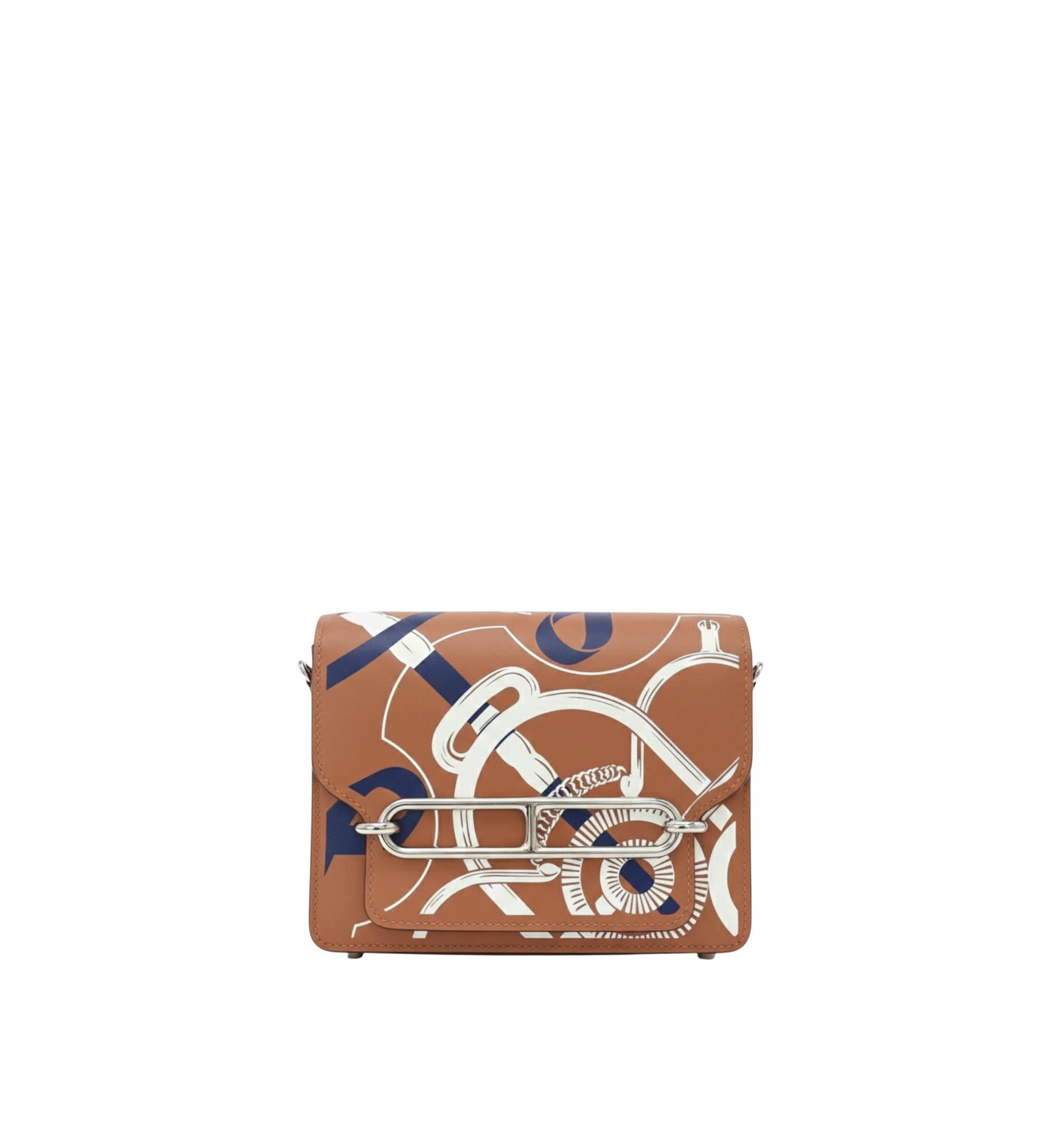 Hermès Swift Printed Eprond'or Mini Sac Roulis Gold White Blue Encre