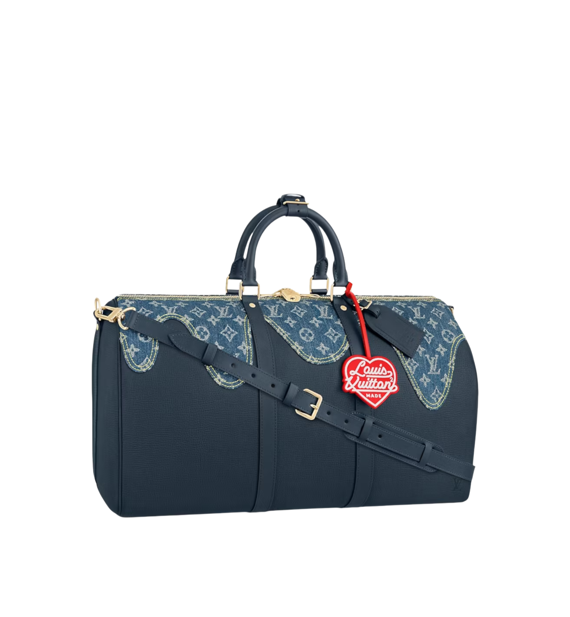 LOUIS VUITTON VIRGIL ABLOH NIGO BLUE MONOGRAM DENIM DRIP & TAURILLON KEEPALL BANDOULIÈRE 50 LIMITED EDITION