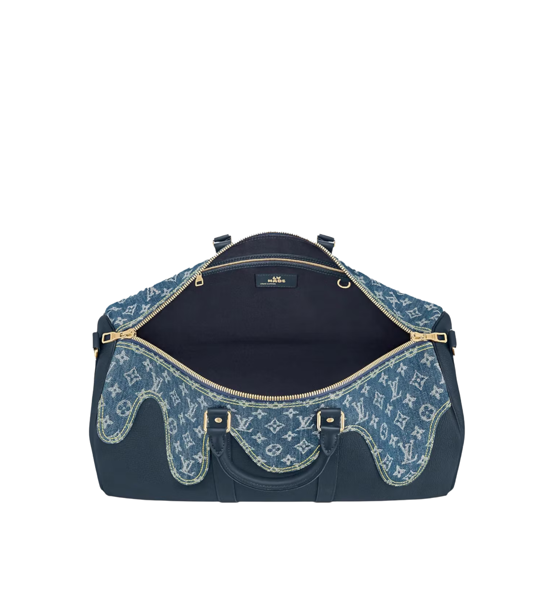 LOUIS VUITTON VIRGIL ABLOH NIGO BLUE MONOGRAM DENIM DRIP & TAURILLON KEEPALL BANDOULIÈRE 50 LIMITED EDITION