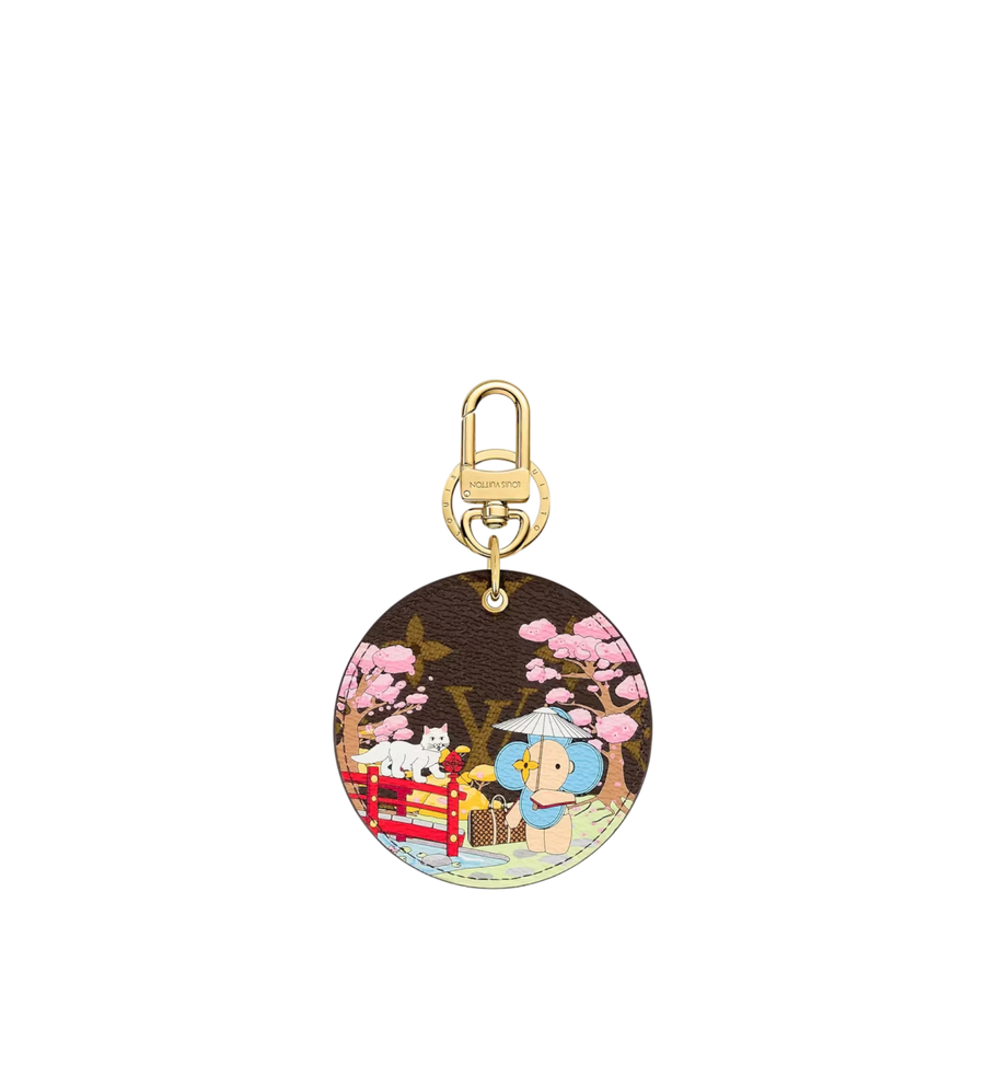 Louis Vuitton Illustre Japanese Garden Xmas Bag Charm and Key Holder Monogram Vivienne Brown/Pink