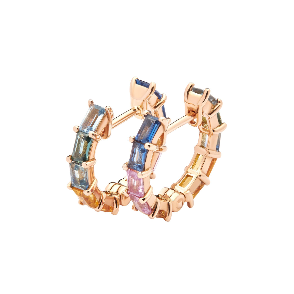 Emerald Cut Rainbow Earrings - Size M