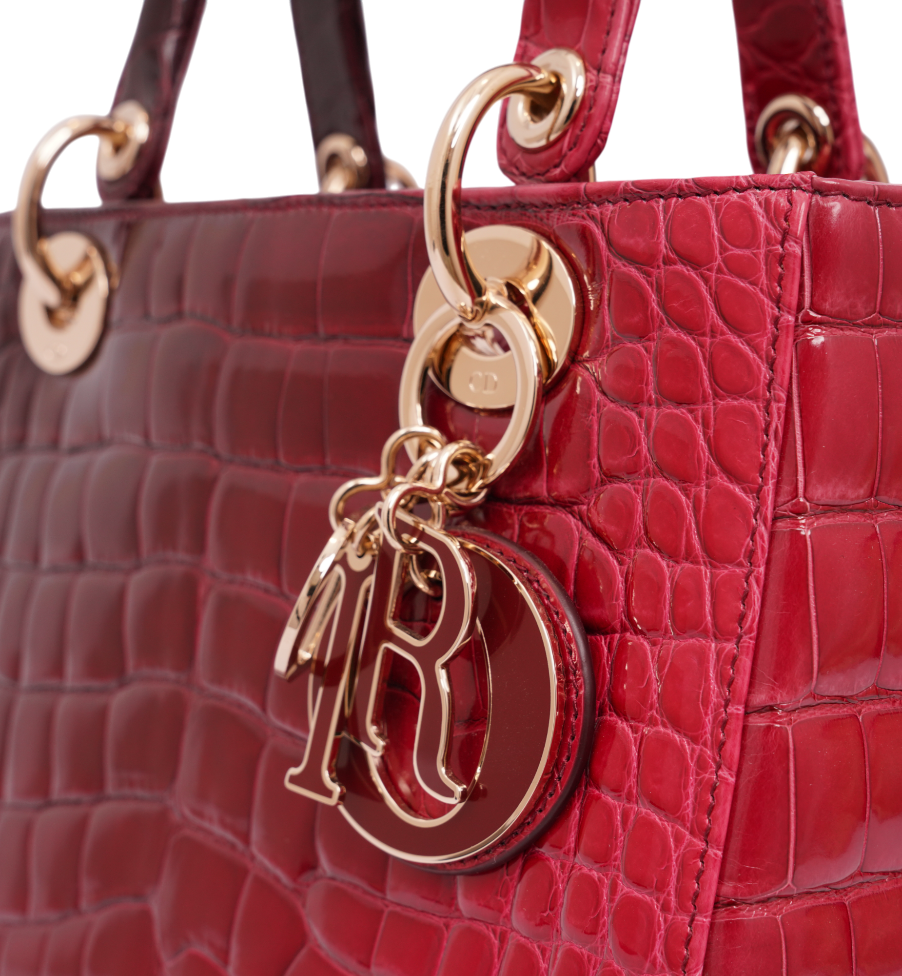 Dior Red Alligator Leather Medium Tote Bag | Luxury Exotic Handbag