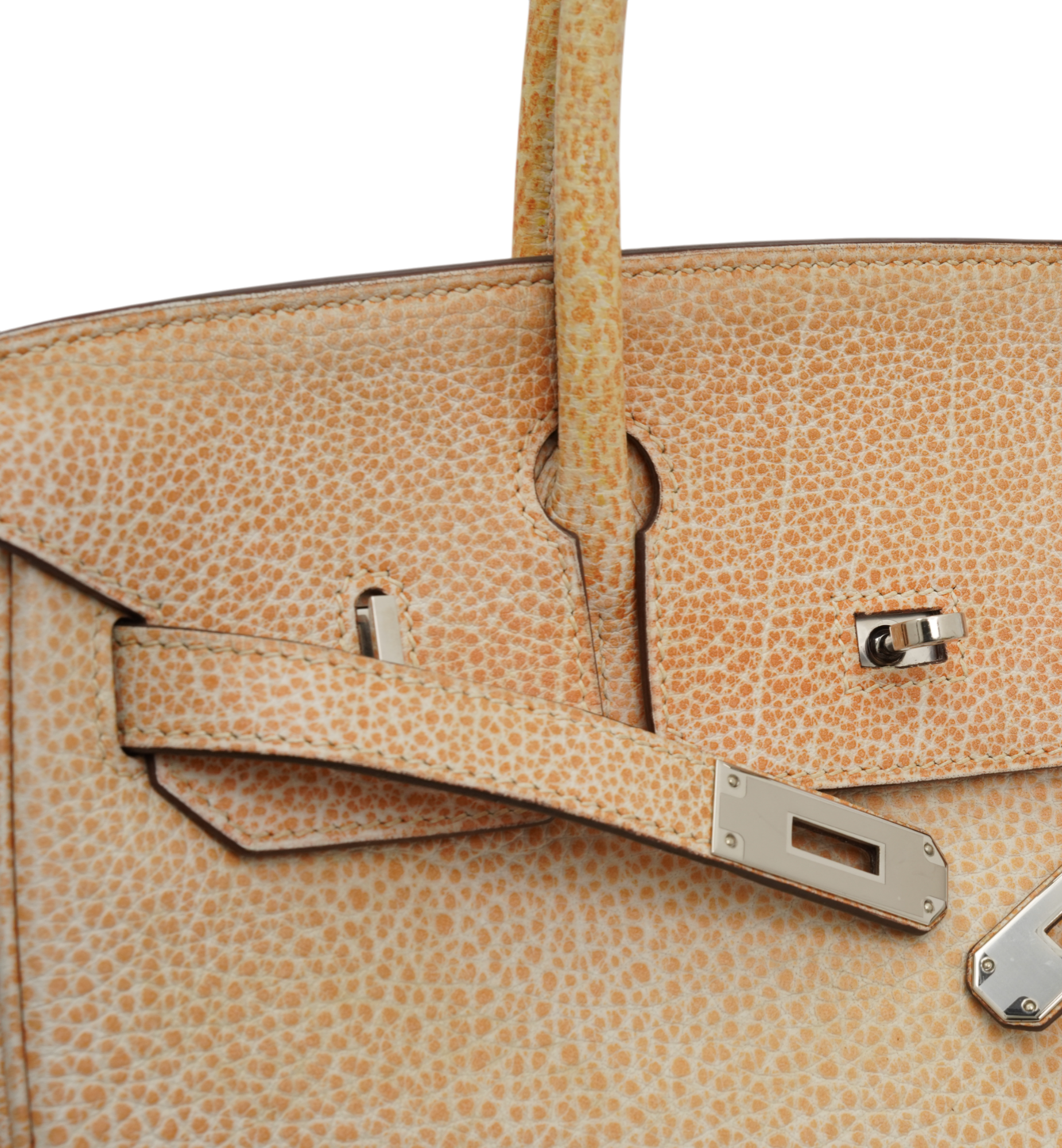 Hermès Birkin 30 Orange Dalmatian Buffalo Palladium Hardware