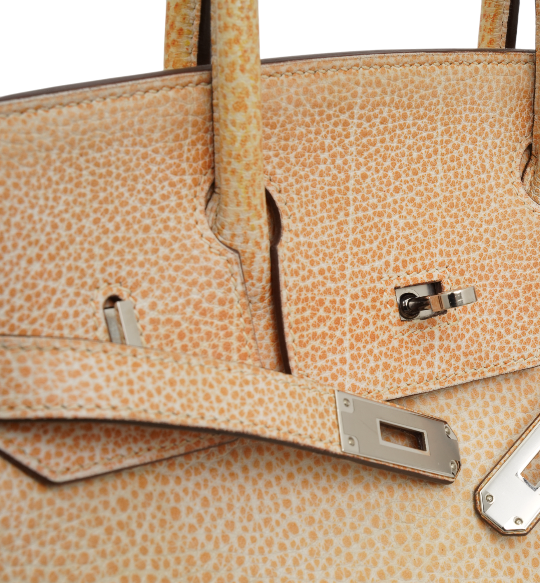 Hermès Birkin 30 Orange Dalmatian Buffalo Palladium Hardware