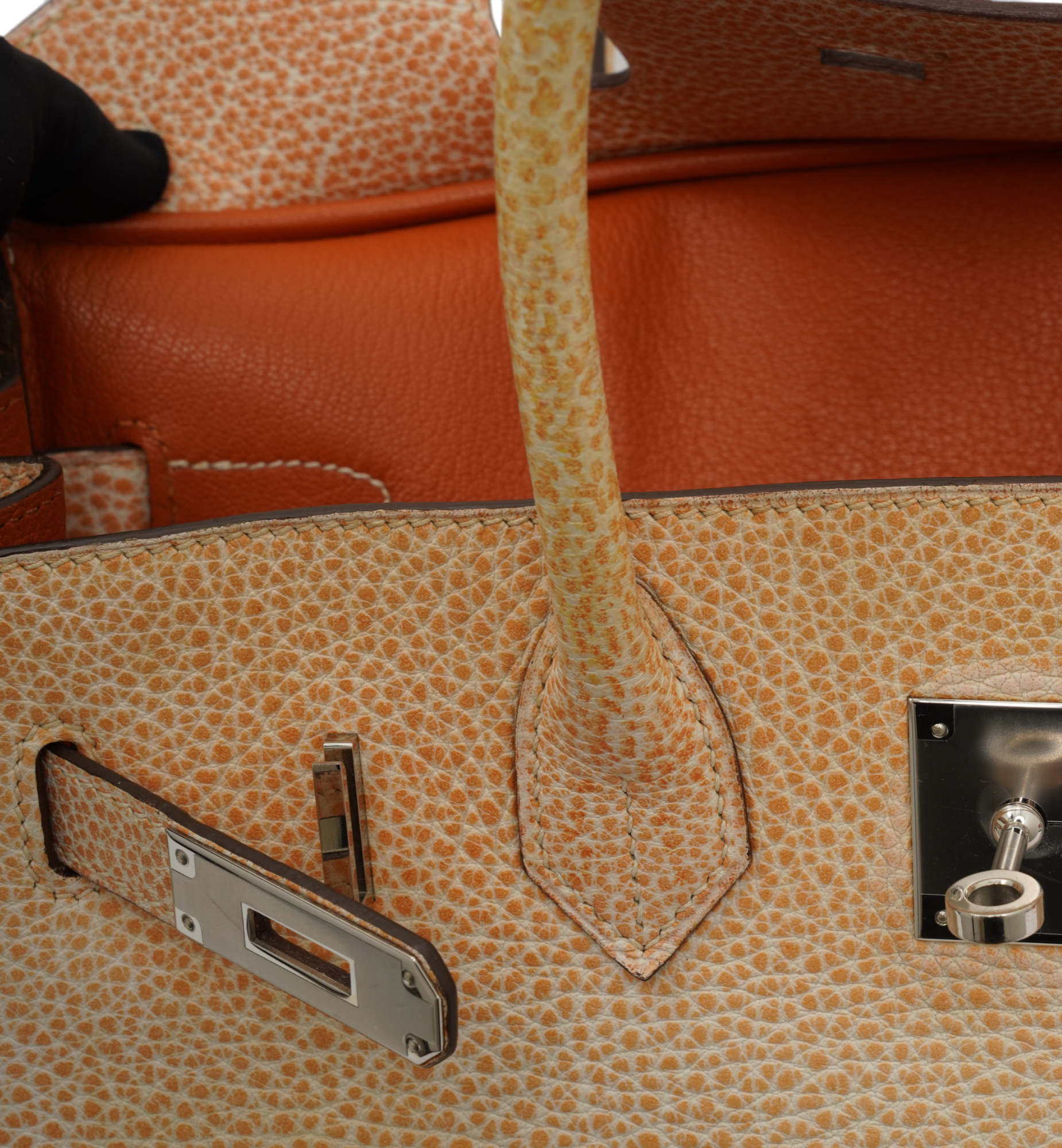 Hermès Birkin 30 Orange Dalmatian Buffalo Palladium Hardware
