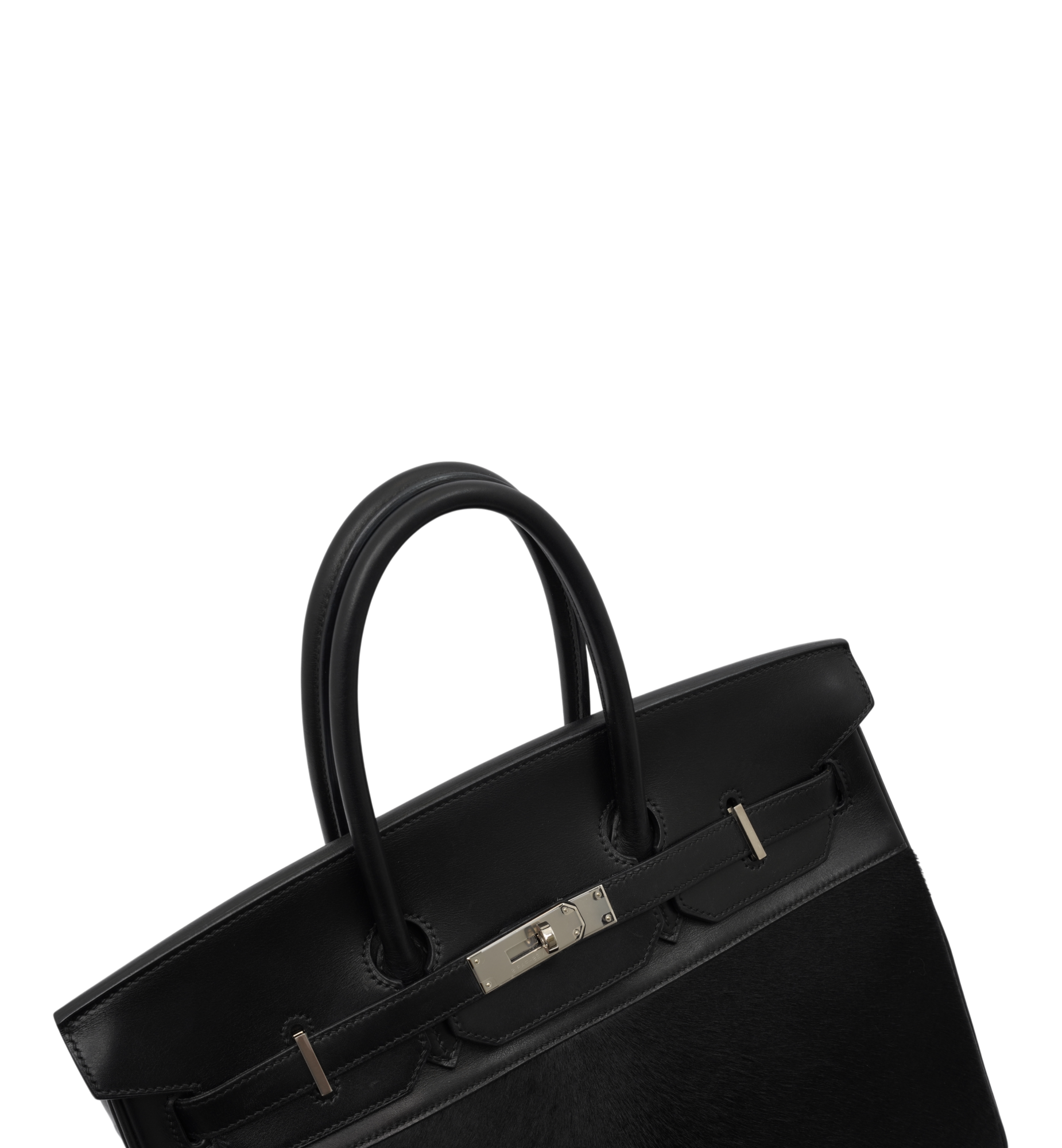 HERMÈS Special Edition Birkin Troika 35 Handbag in Black Evercalf Leather and Veau Troika leather with PHW