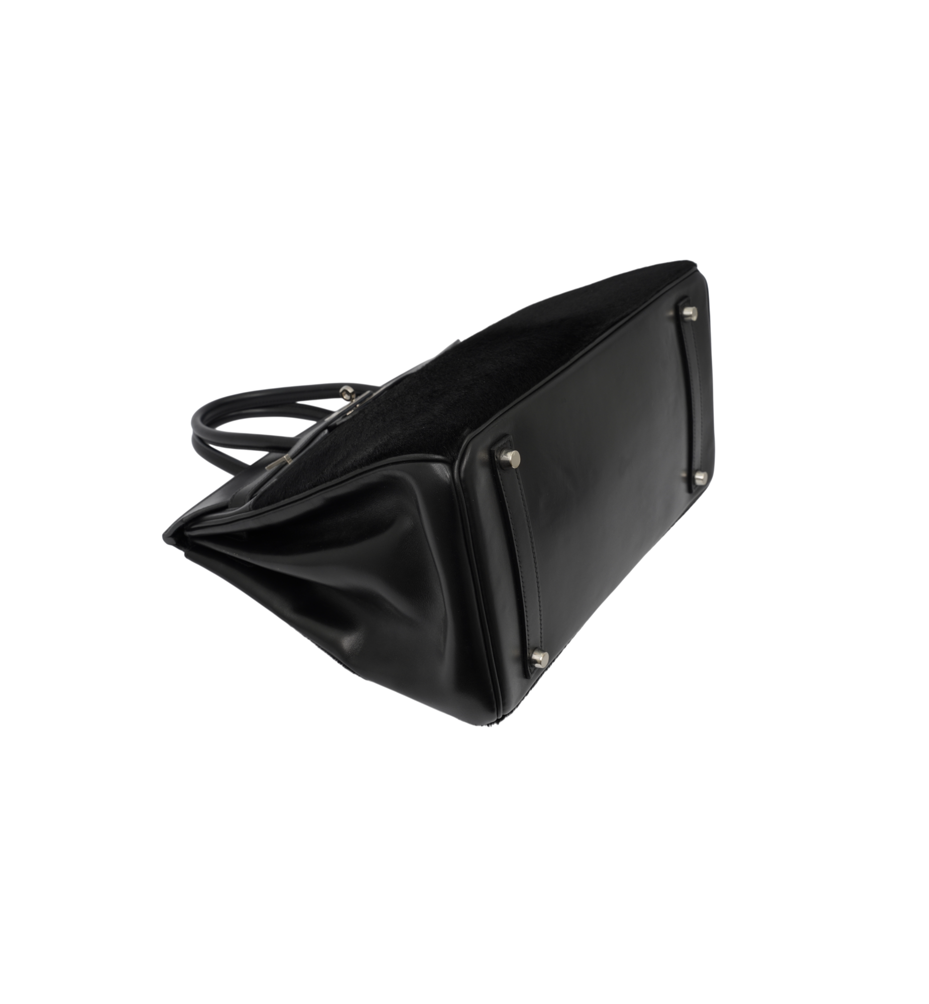 HERMÈS Special Edition Birkin Troika 35 Handbag in Black Evercalf Leather and Veau Troika leather with PHW