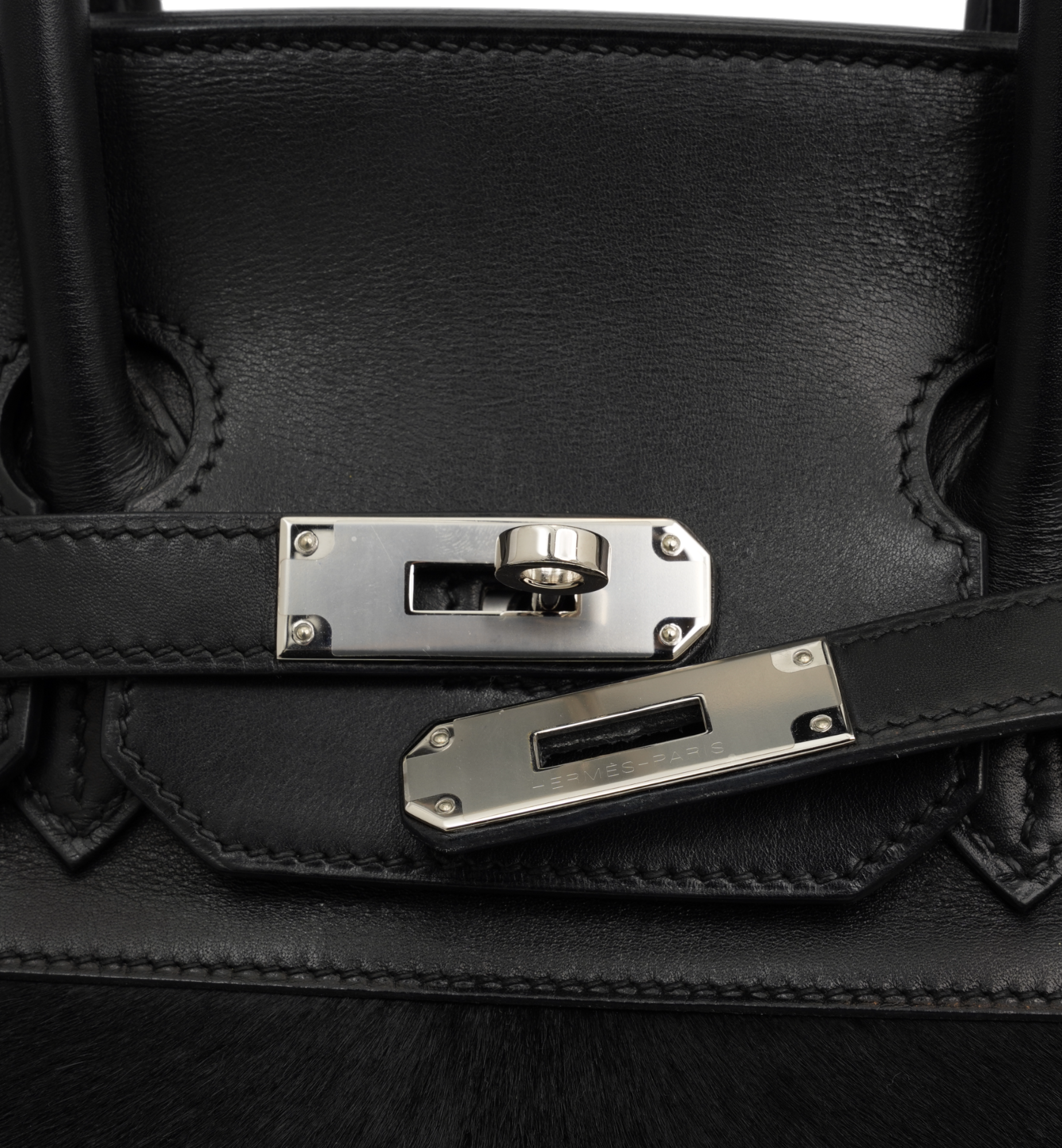 HERMÈS Special Edition Birkin Troika 35 Handbag in Black Evercalf Leather and Veau Troika leather with PHW