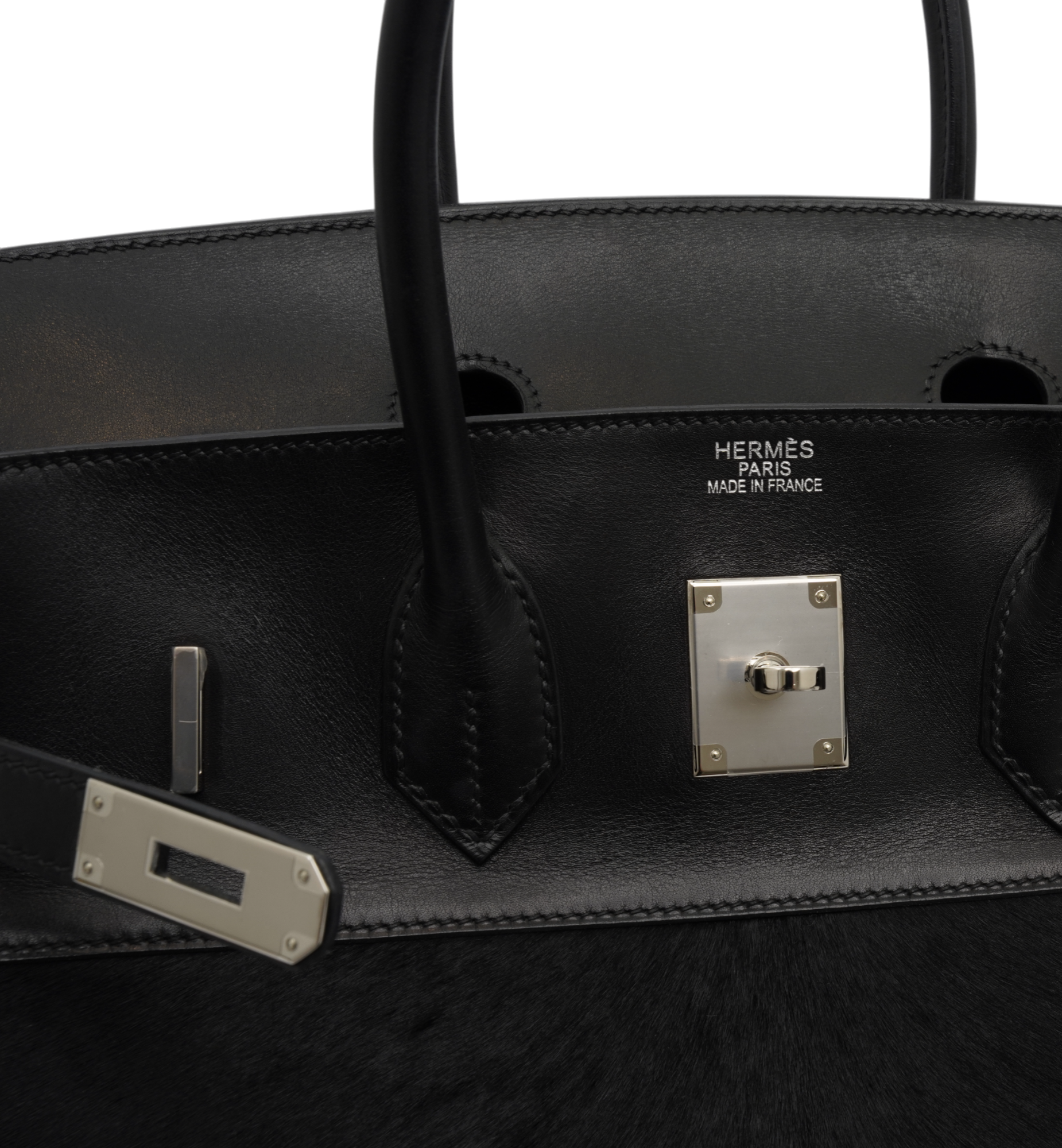 HERMÈS Special Edition Birkin Troika 35 Handbag in Black Evercalf Leather and Veau Troika leather with PHW