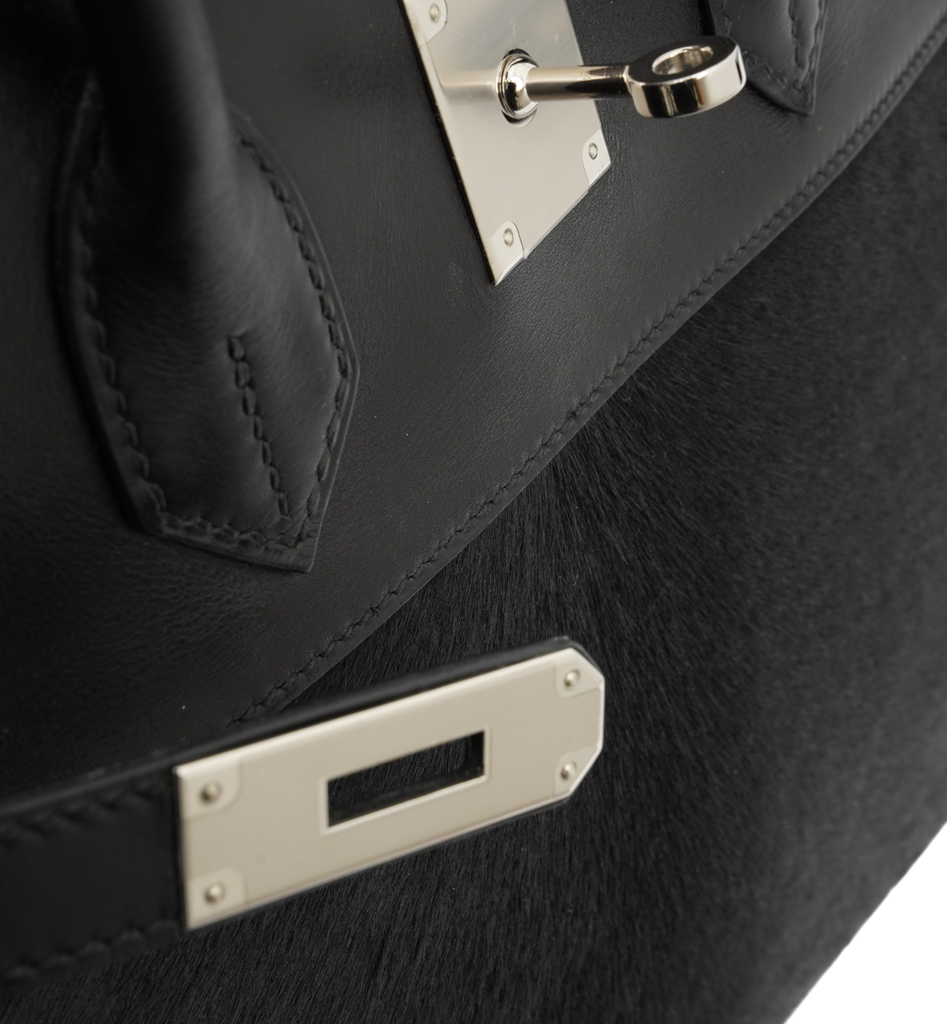 HERMÈS Special Edition Birkin Troika 35 Handbag in Black Evercalf Leather and Veau Troika leather with PHW