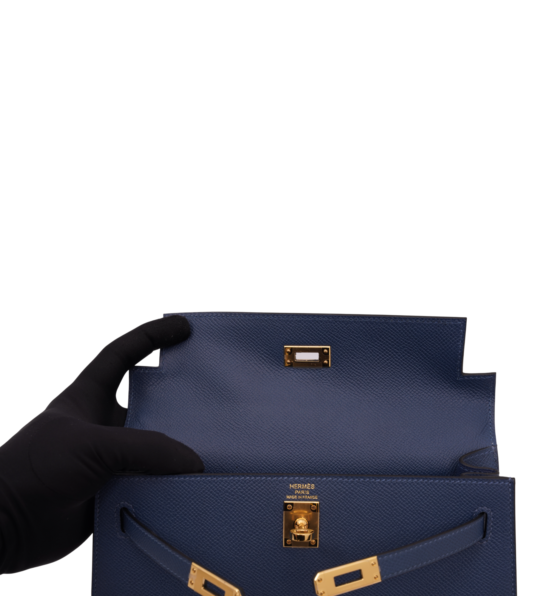 Hermès Kelly 25 Sellier Epsom Deep Blue (S4) GHW