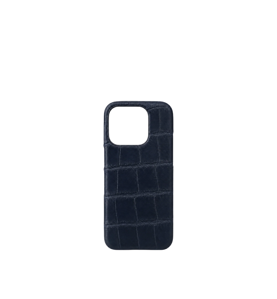 Marina De Golle Crocodile leather phone case Navy 15 Pro max