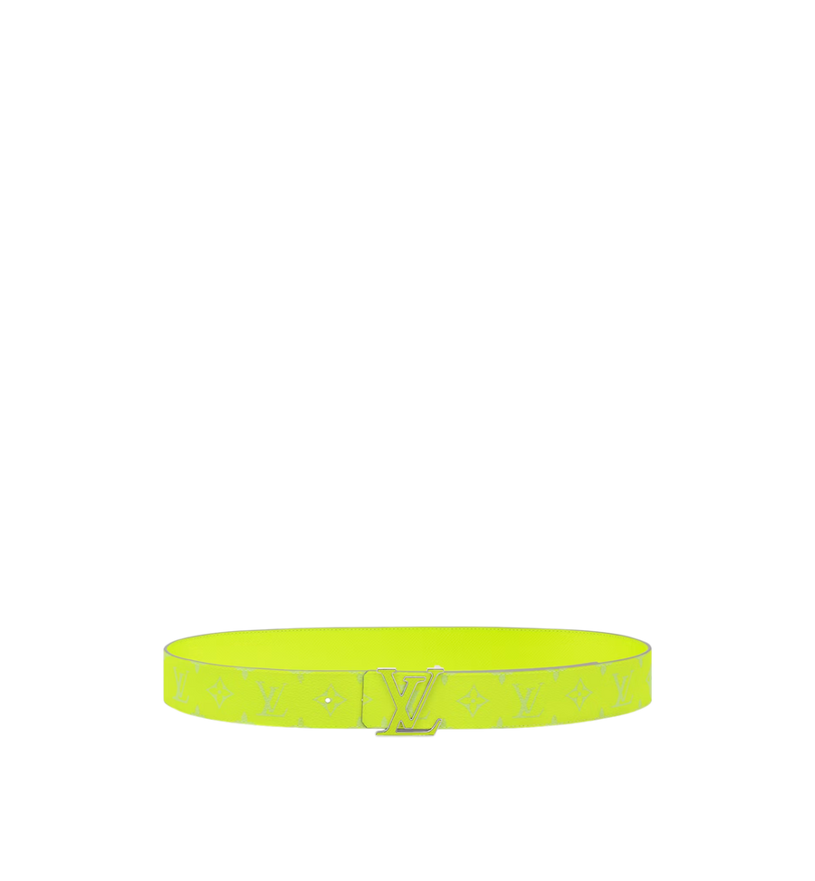 LOUIS VUITTON REVERSIBLE BELT MONOGRAM TAIGA FLUO GREEN