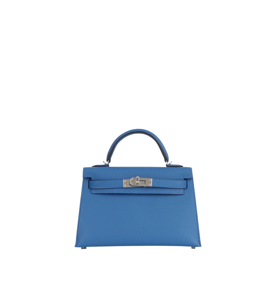 Hermès Mini Kelly II Bleu Zellige Epsom Palladium hardware
