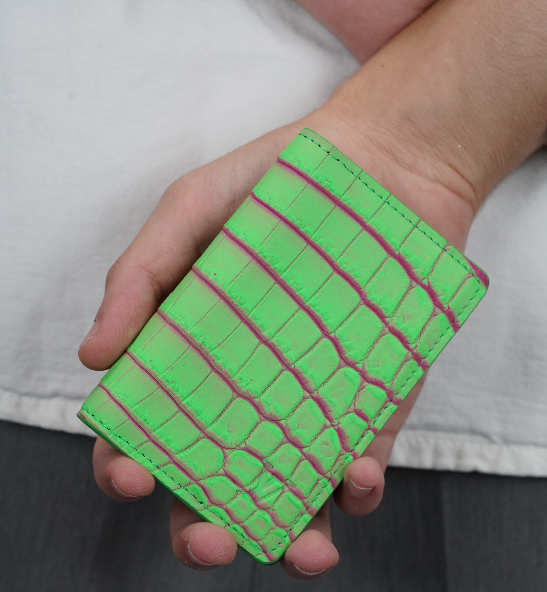 Louis Vuitton Pocket Org Exotic Croco Matte Fluo Green | Fuschia