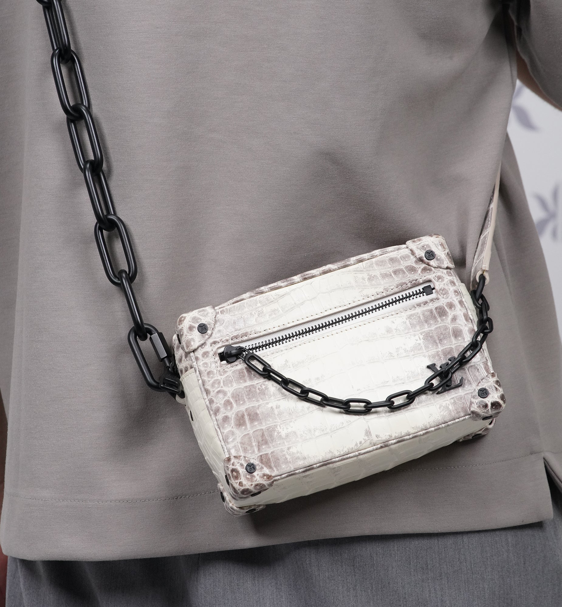 Louis Vuitton x Virgil Abloh Sahara Himalayan Crocodile Mini Soft Trunk Black Hardware