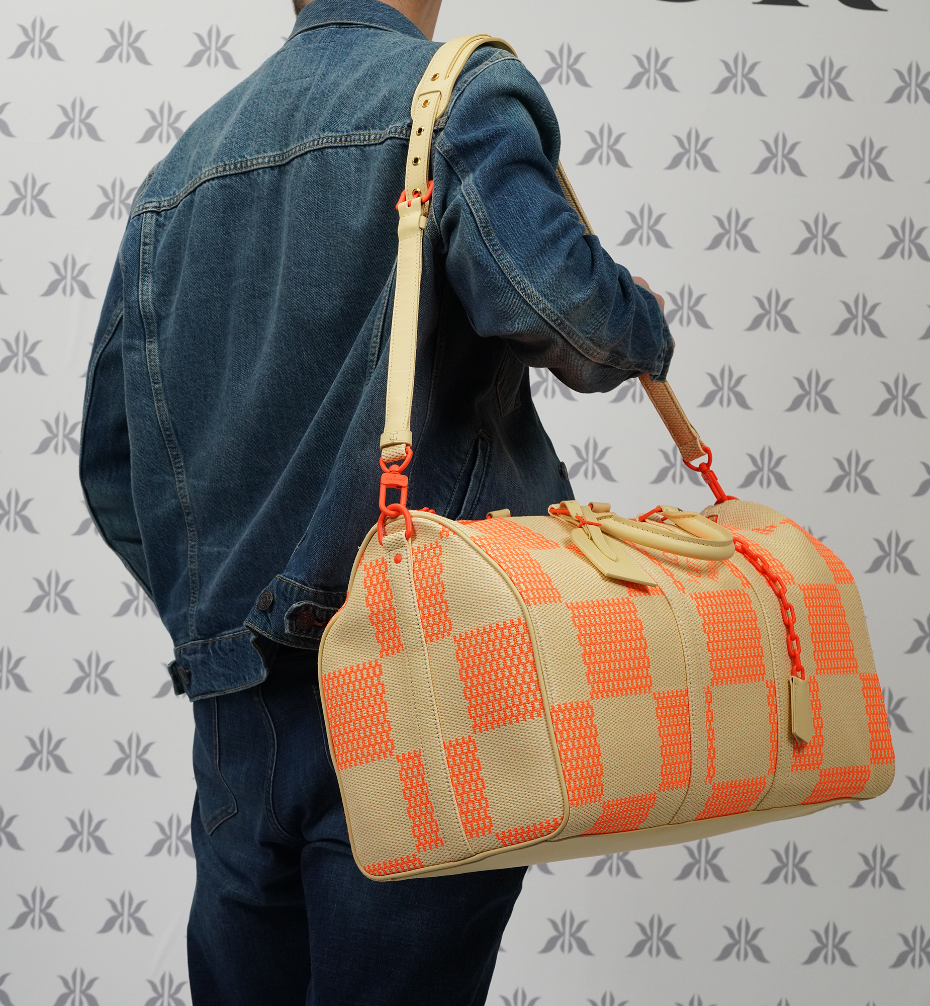 Louis Vuitton Keepall 50 Bandoulière Raphia Orange