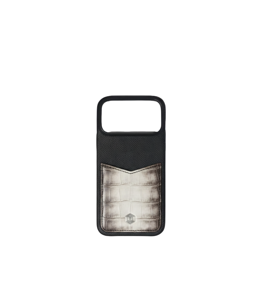 Marina De Golle Phone Case Made of Combination Leather Black & Himalaya 17 Pro Max