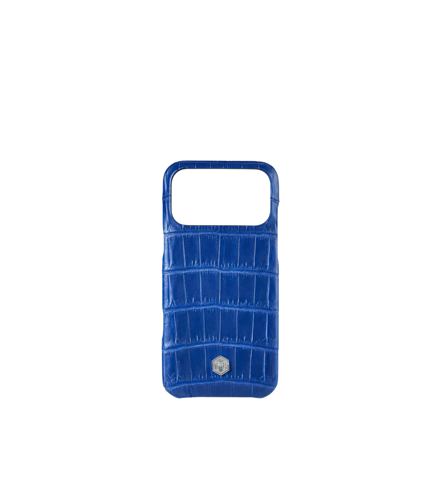 Marina De Golle Crocodile Leather Phone Case Blue 17 Pro Max