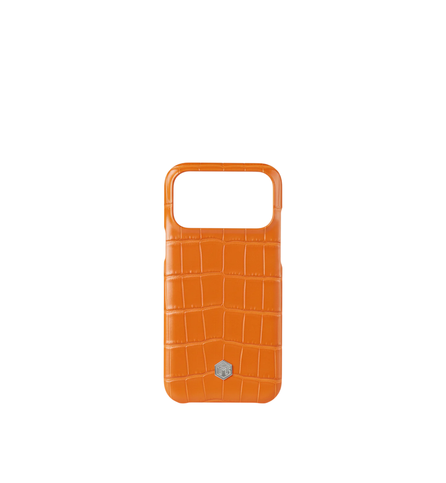 Marina De Golle Crocodile leather phone case Orange 17 Pro Max